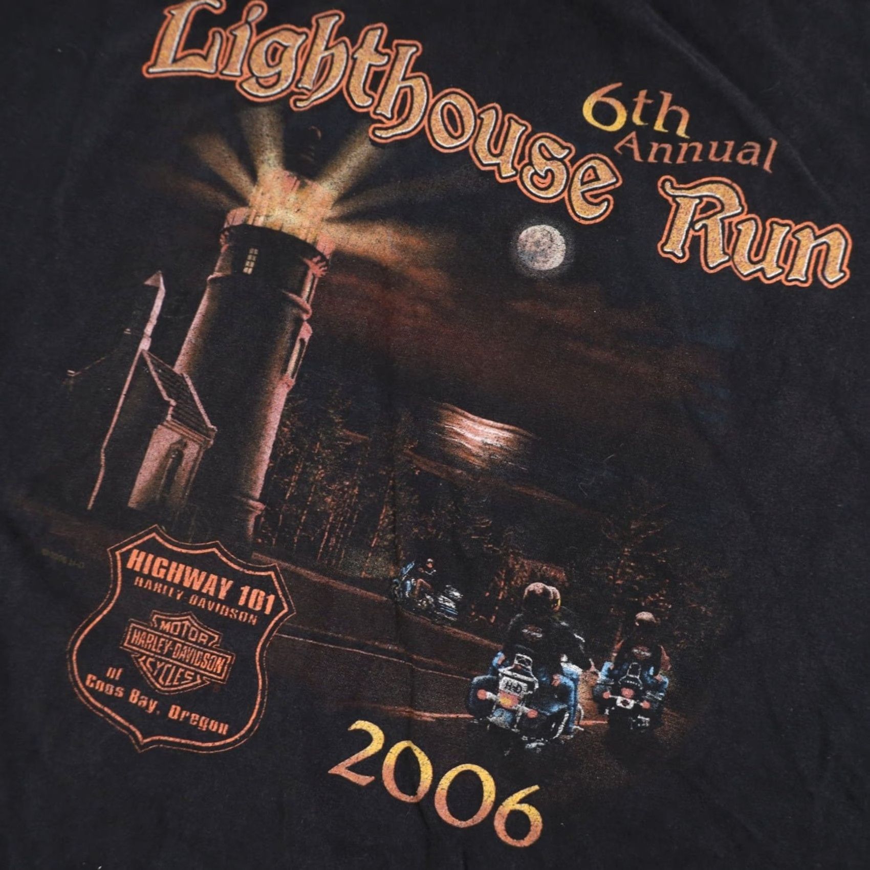 Harley Davidson VINTAGE Harley Davidson 6th Annual Lighthouse Run Graphic Muscle T XL Black Mens TXL? Size US XL / EU 56 / 4 - 5 Thumbnail
