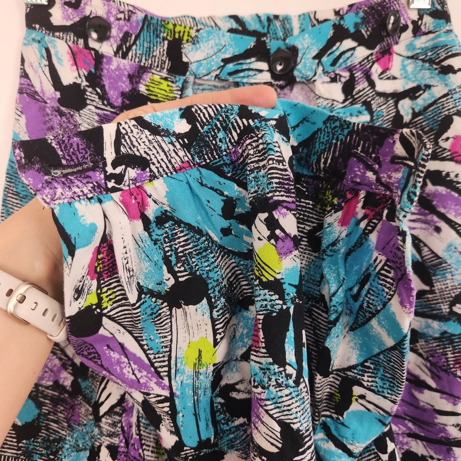 Vintage Bright Abstract Pattern Handmade Skirt M Size 26" / US 2 / IT 38 - 6 Thumbnail