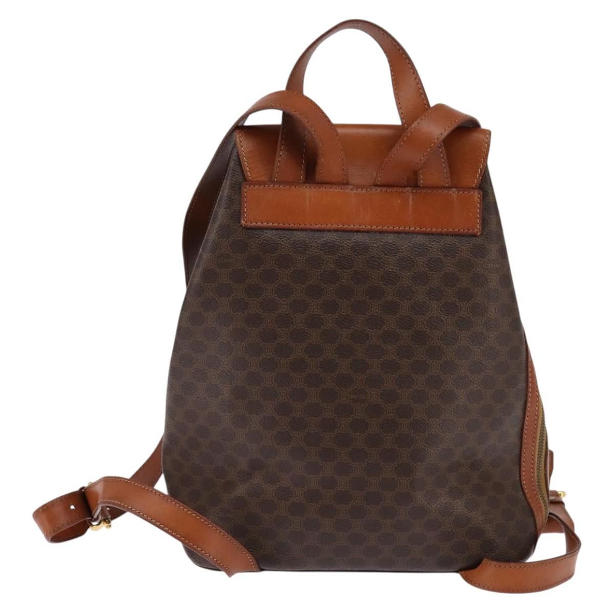 Celine CELINE Macadam Canvas Backpack Pvc Leather Brown Gold Size ONE SIZE - 3 Thumbnail