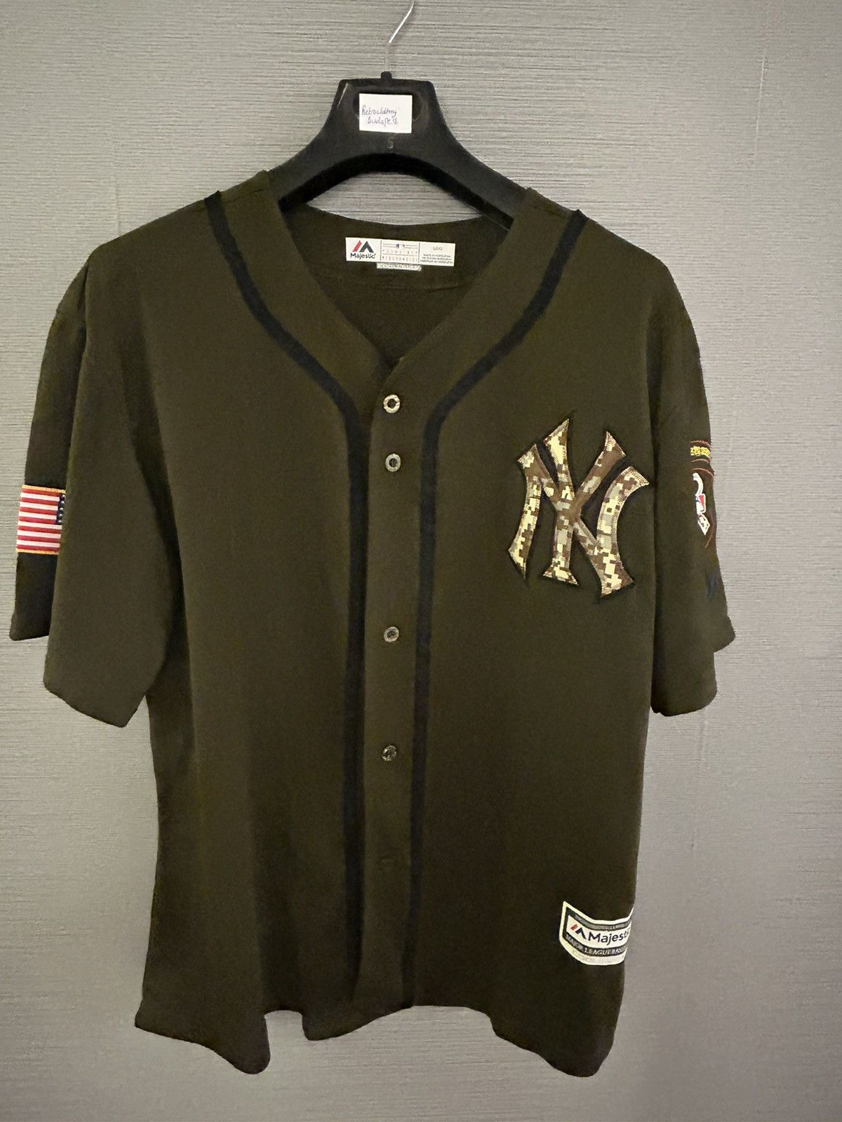 NEW YORK YANKEES BASEBALL JERSEY MENS LARGE GREY DIMAGGIO
