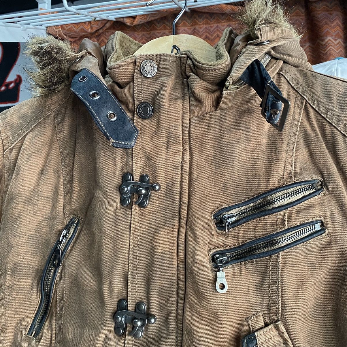 In The Attic In the Attic Brown Grunge Multi-Pocket Fur Hoodie Jacket Size US M / EU 48-50 / 2 - 9 Thumbnail