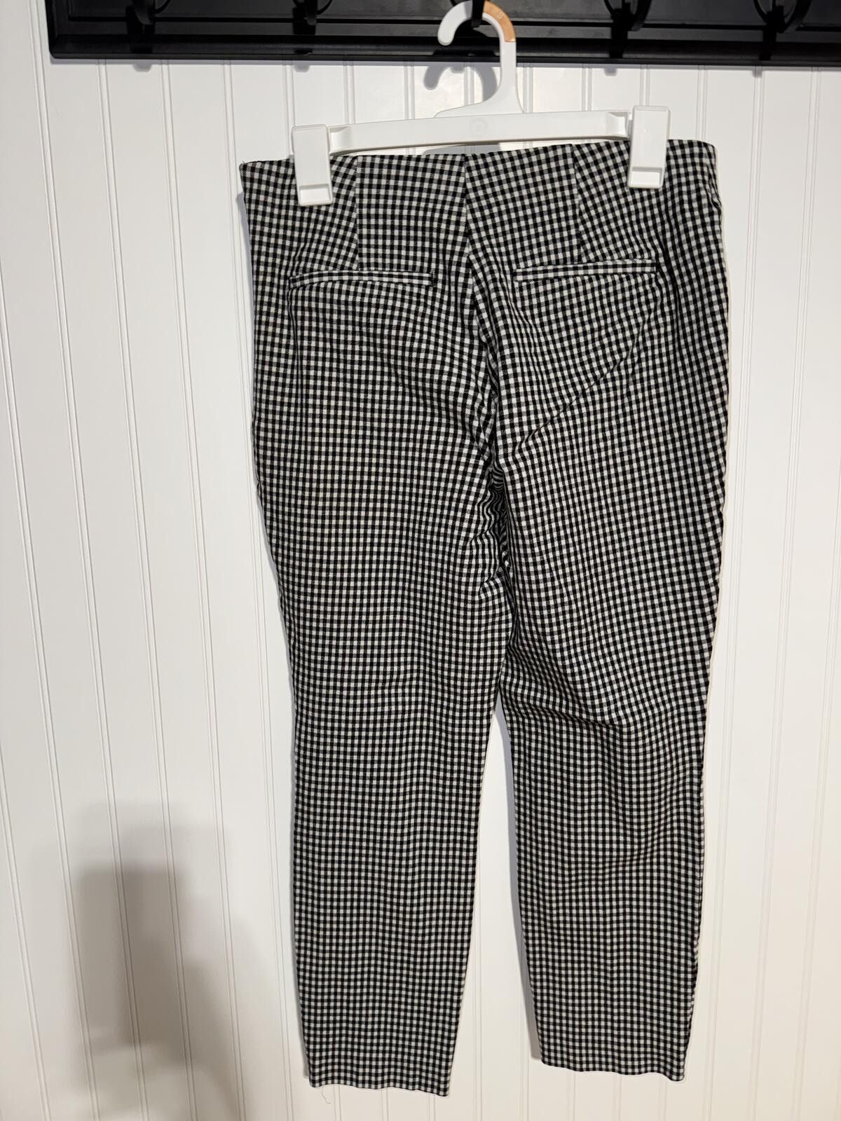 H&M H&M Women's Medium Black White Gingham Check Stretch Pants Size 32" / US 10 / IT 46 - 2 Thumbnail