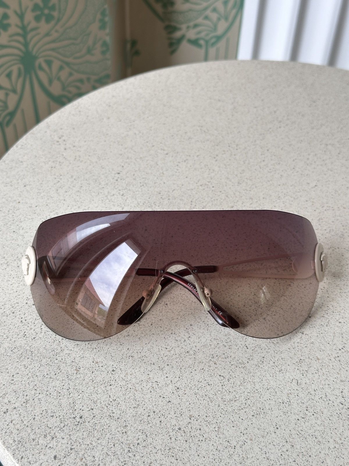 Versace VERSACE Shield Mask Beige Brown Medusa Sunglasses Mod. 2038 Size ONE SIZE - 5 Thumbnail