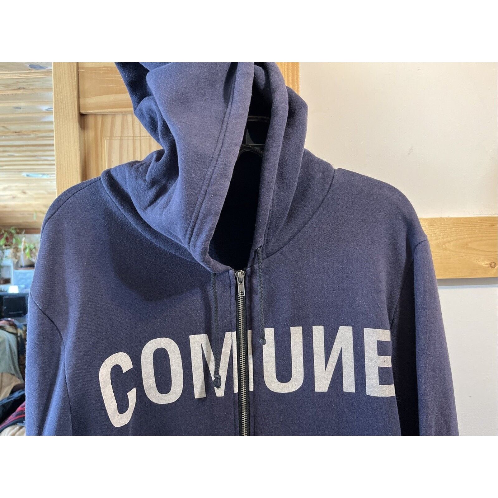 Comune Comune Men L Navy Blue Hooded Jacket Cotton Polyester Skater Size US L / EU 52-54 / 3 - 4 Thumbnail