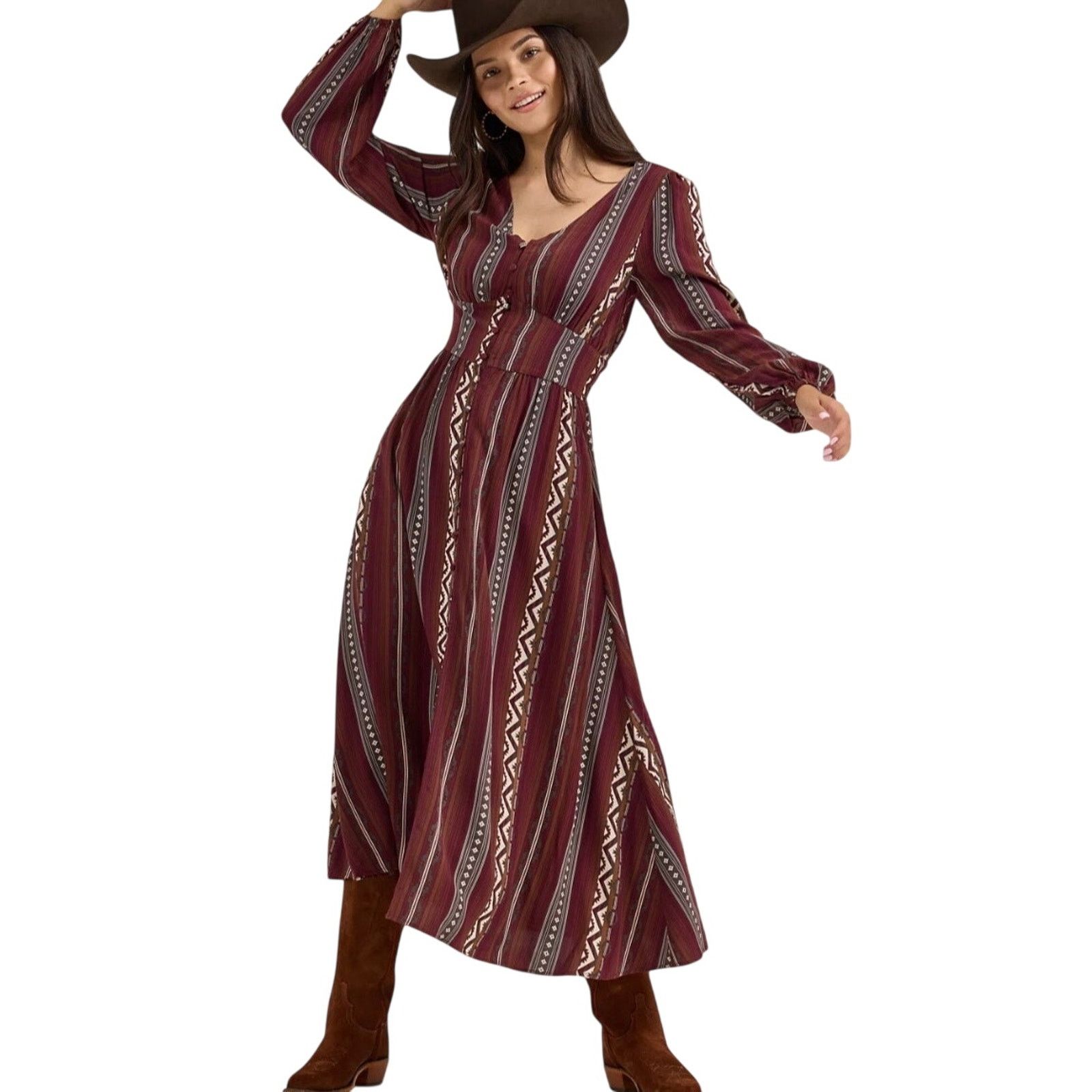 Wrangler Southwestern Striped Long Button Maxi Dress Medium Western Size M / US 6-8 / IT 42-44 - 6 Thumbnail