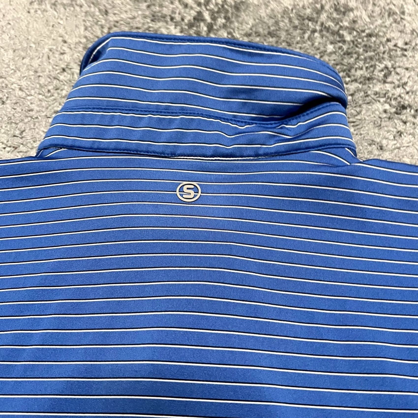 Vintage Stitch Polo Shirt Mens XL Blue Striped Performance Golf Size US XL / EU 56 / 4 - 5 Thumbnail