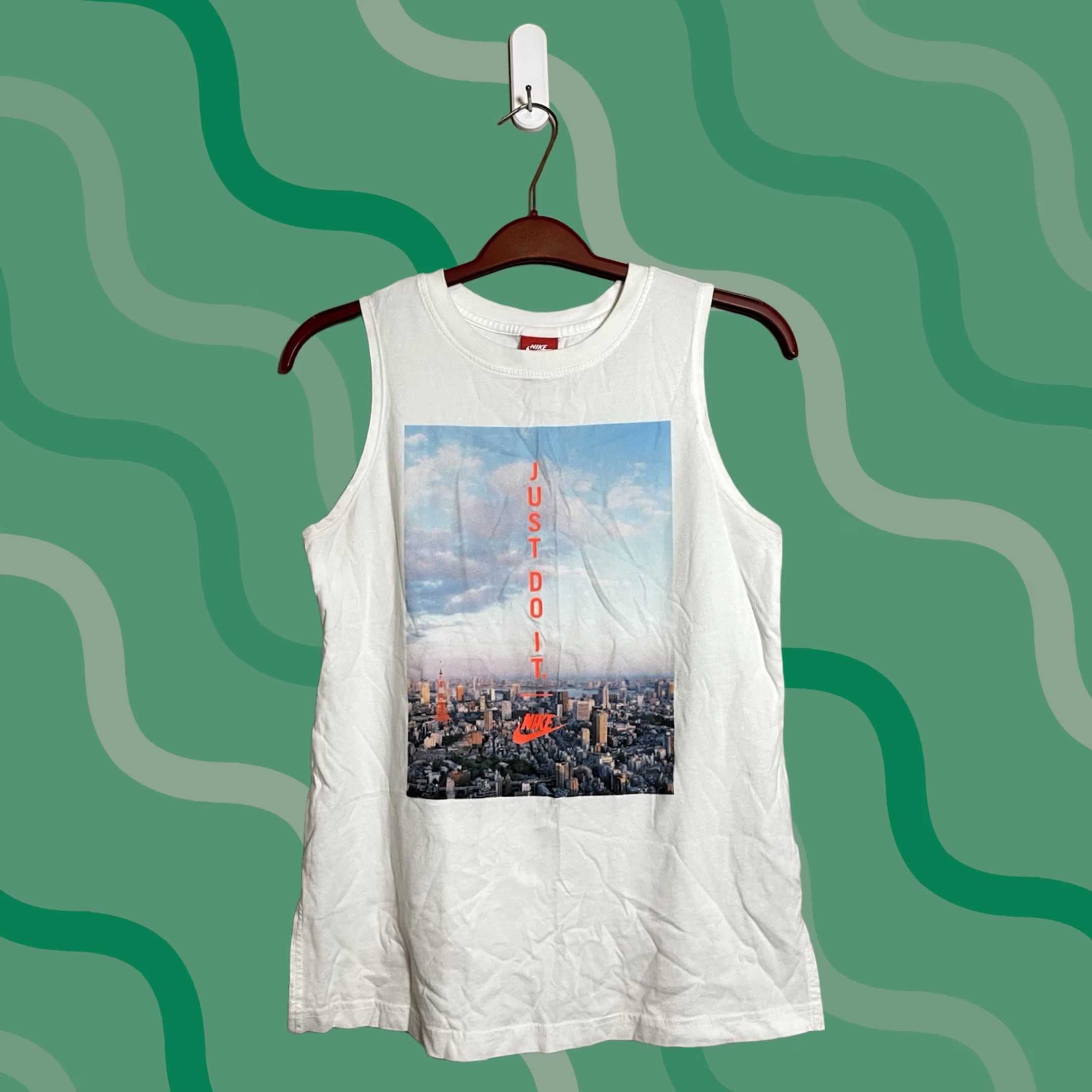 Nike NIKE Just Do It Graphic Print Tank Shirt Sleeveless White S Unisex Adults 26" 18" Pit to Pit Size US S / EU 44-46 / 1 - 1 Thumbnail