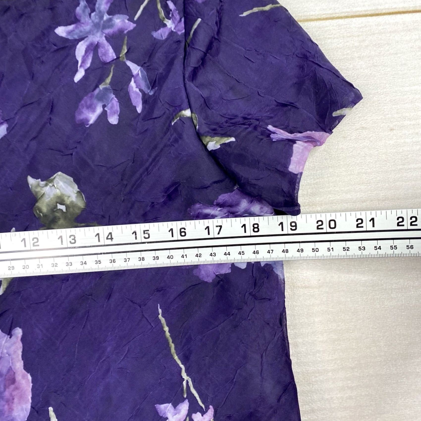 Vintage VINTAGE Jessica Howard Blouse Shirt Purple Floral Print Lined Short Sleeve Round Neck 90s Flower Womens Size L / US 10 / IT 46 - 6 Thumbnail