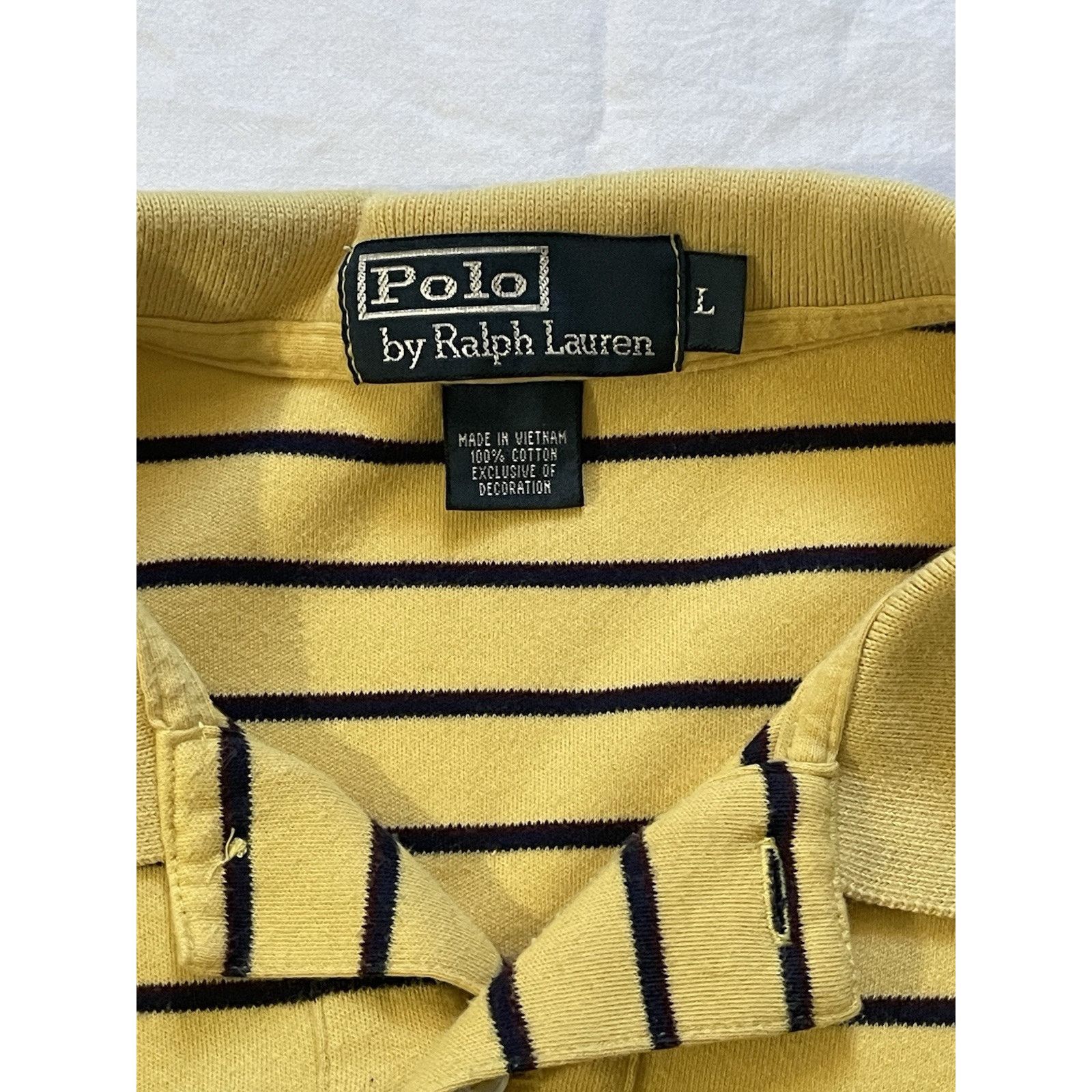 Polo Ralph Lauren Rare VTG POLO RALPH LAUREN Pony Striped Polo Shirt Yellow Size US L / EU 52-54 / 3 - 3 Thumbnail