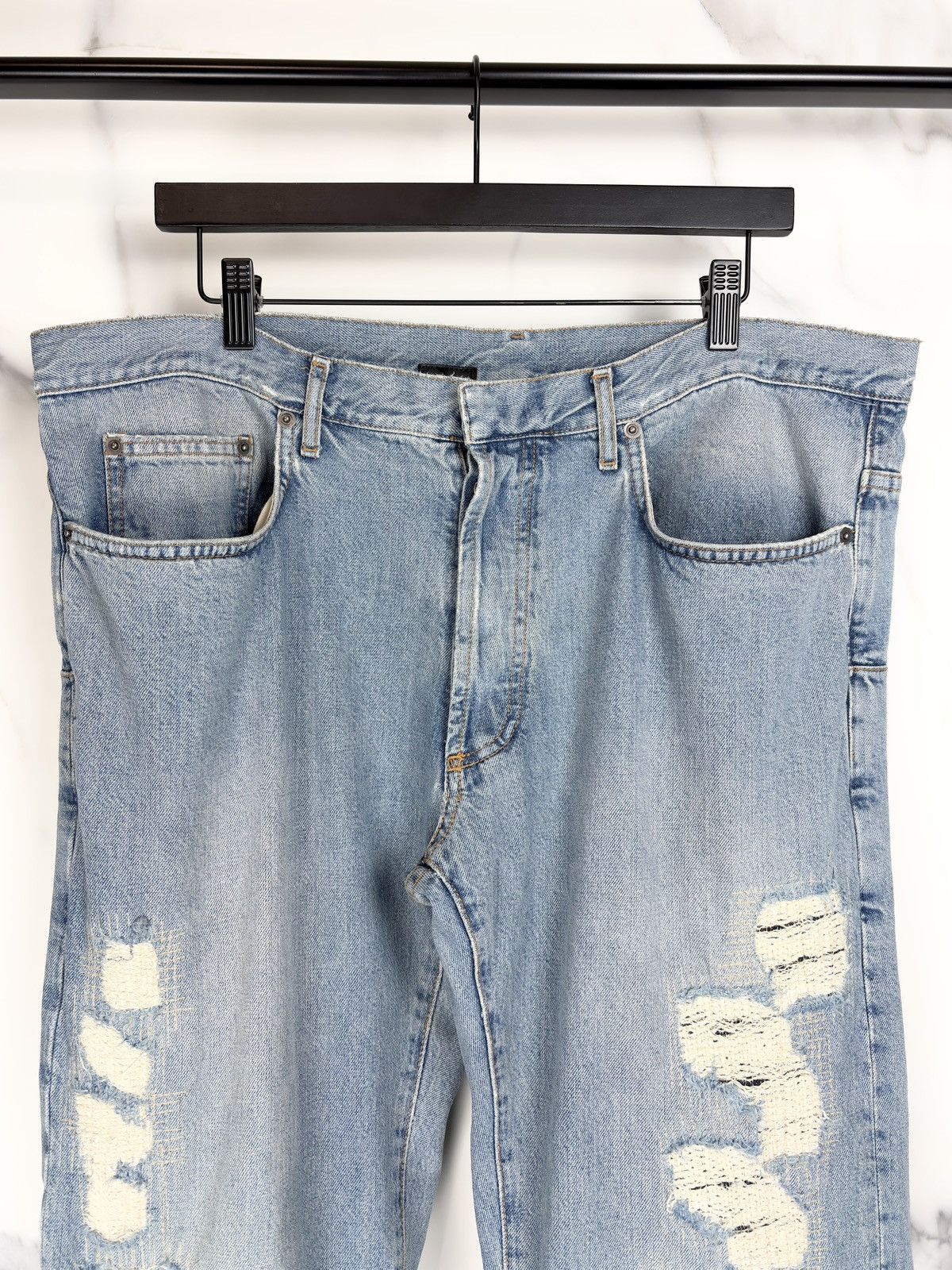 Dior × Hedi Slimane SS06 Dior Homme Runway Crash Distressed Repaired Denim Jeans Size US 36 / EU 52 - 3 Thumbnail