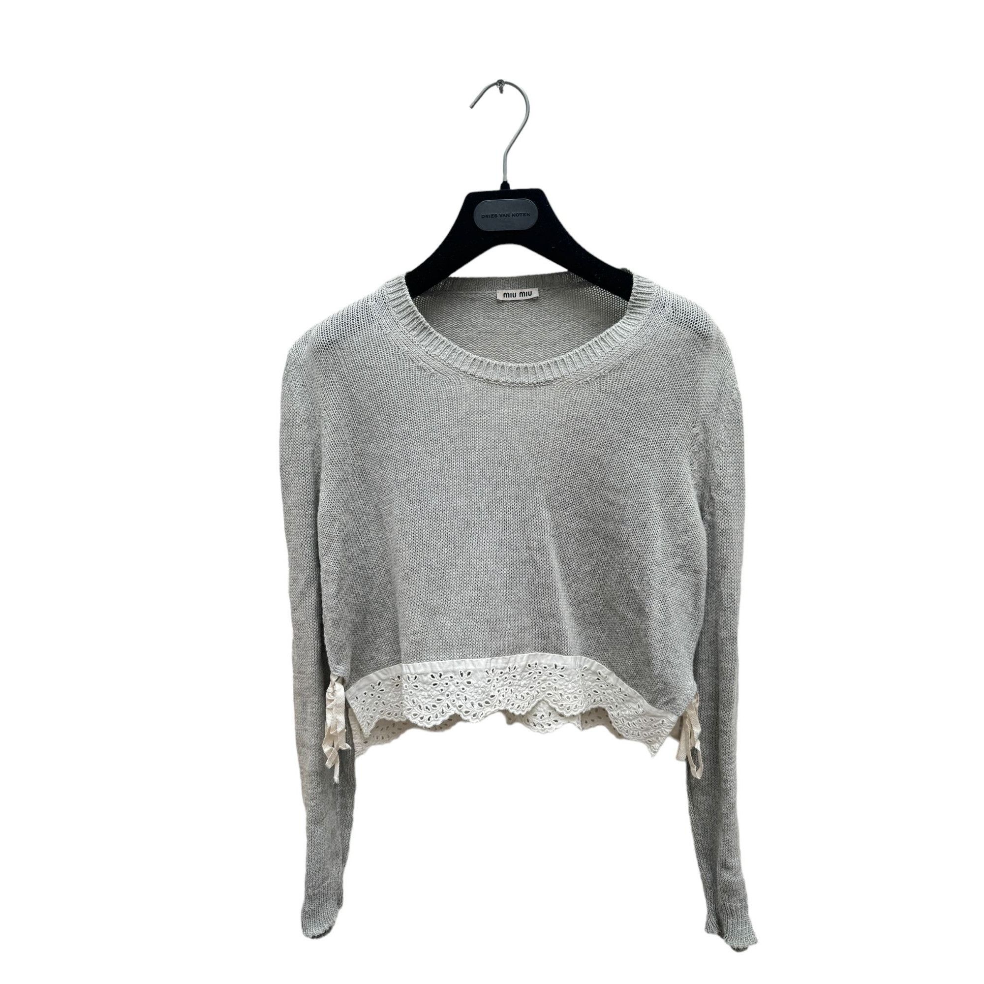 image of Miu Miu Grey Wool Sweater, Women's (Size Medium)