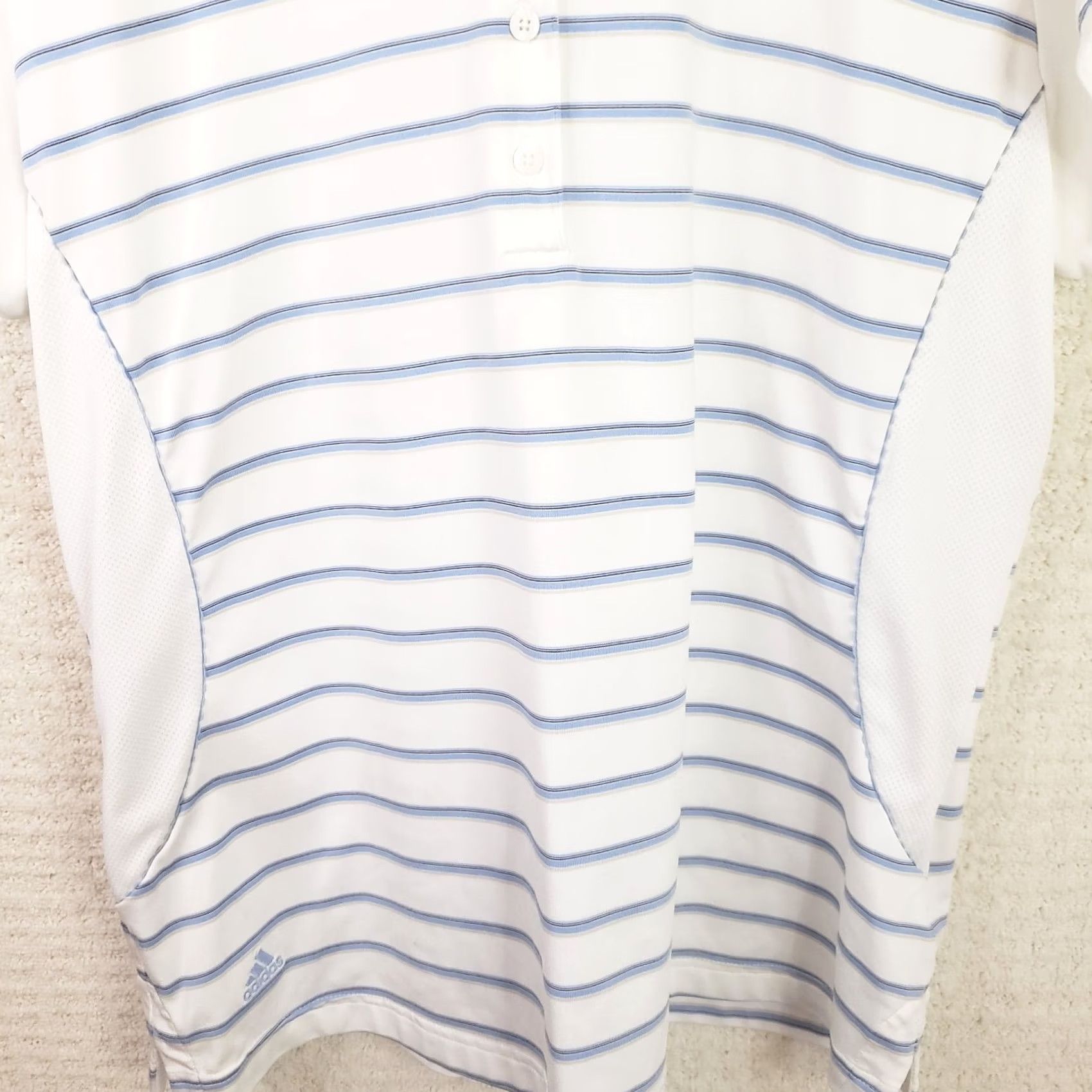 Adidas Adidas Women's L Shirt White Blue Striped Climacool Golf Polo Short Sleeve Size L / US 10 / IT 46 - 3 Thumbnail
