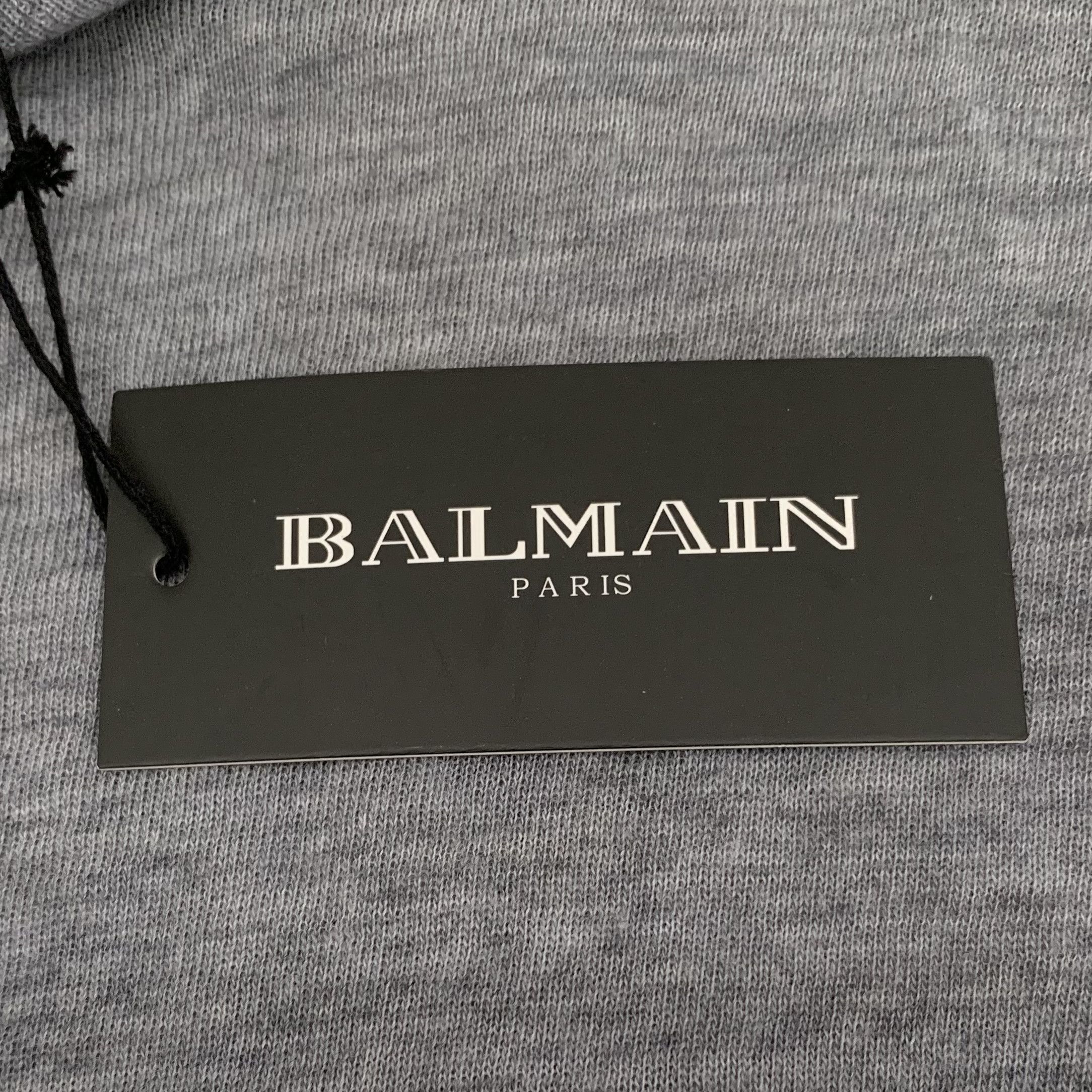 Balmain Balmain Tee – Grey Wool Side-Button (Size XS) Size XS / US 0-2 / IT 36-38 - 4 Thumbnail