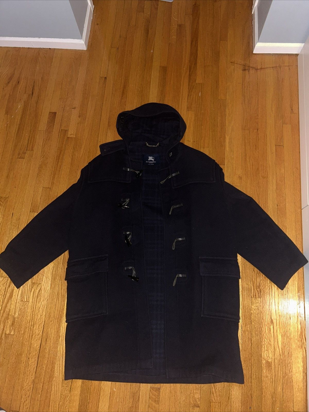 Burberry Navy Heavy Burberry Wool Winter Coat Size US M / EU 48-50 / 2 - 1 Thumbnail