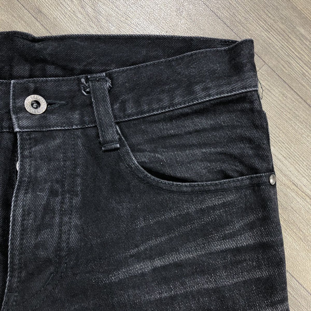 5351 POUR LES HOMMES 2000s 5351 Pour Les Hommes Black Washed Straight Wide Jeans Size US 28 / EU 44 - 9 Thumbnail