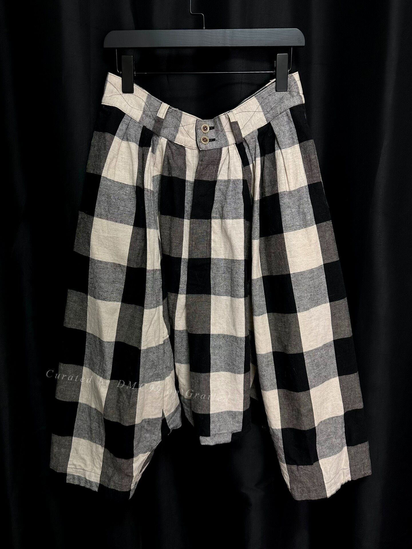 KLASICA Klasica Cotton-Linen Plaid Baggy Pants Size 40" / US 18 - 1 Thumbnail