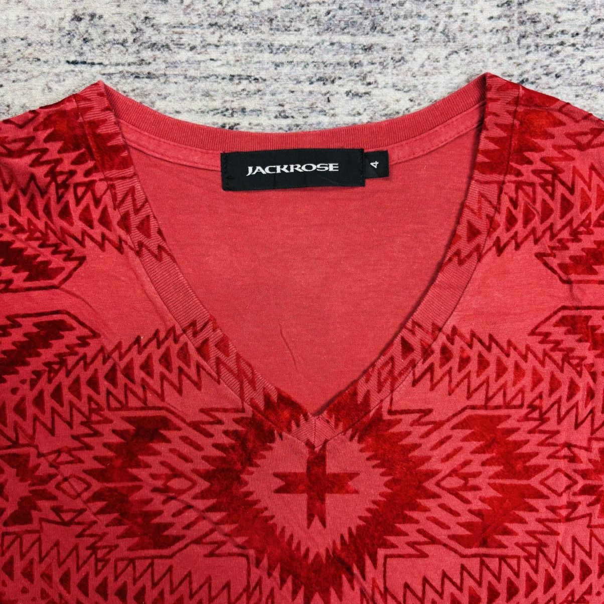 JACKROSE 2000s Jackrose - Red Blood Gradient Ethnic V-Neck Longsleeve Size US M / EU 48-50 / 2 - 6 Thumbnail