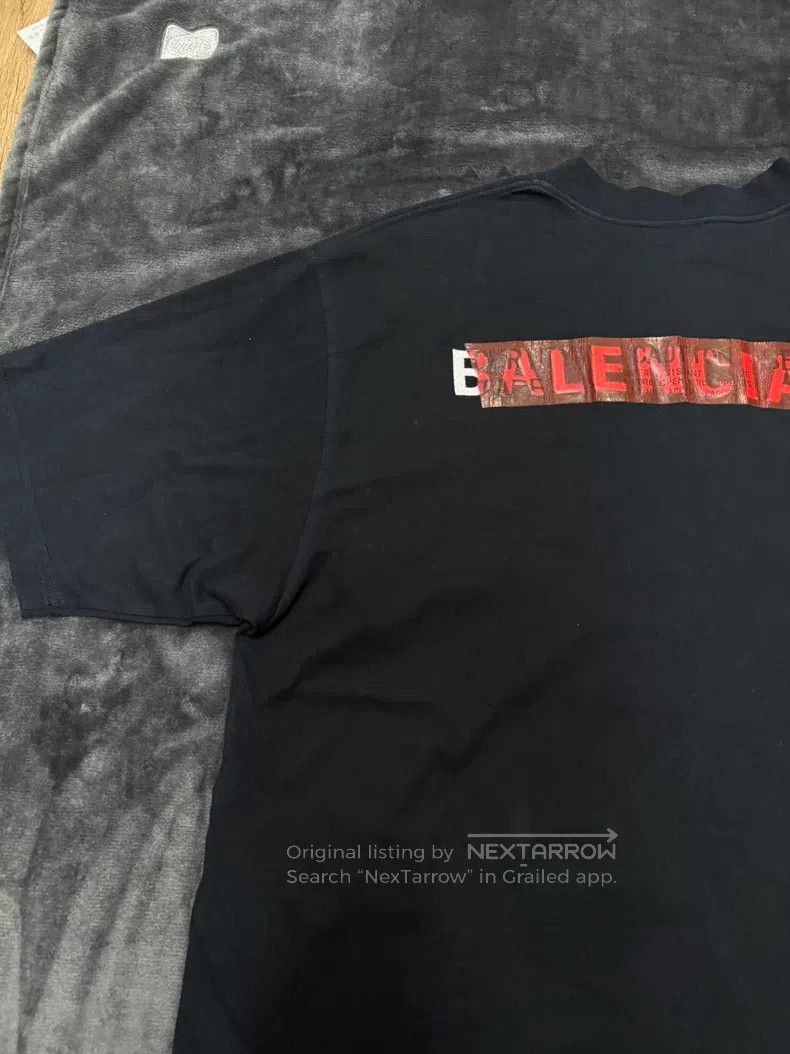 Balenciaga Balenciaga Black and Red Tape Short Sleeve Size US XS / EU 42 / 0 - 7 Thumbnail