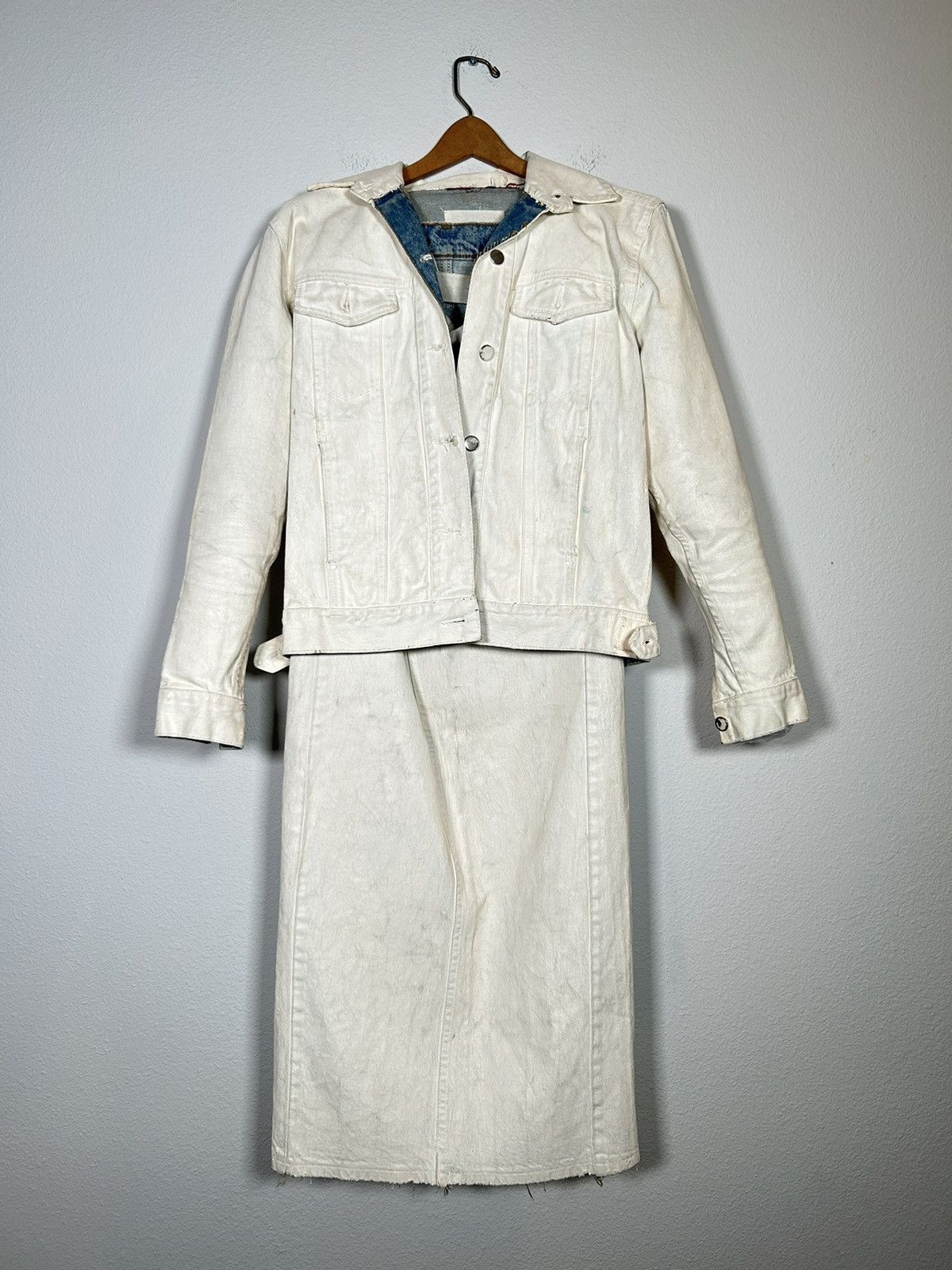 Maison Margiela ‘90-‘92 Artisanal Painted Denim Jacket & Skirt Set Size S / US 4 / IT 40 - 1 Thumbnail