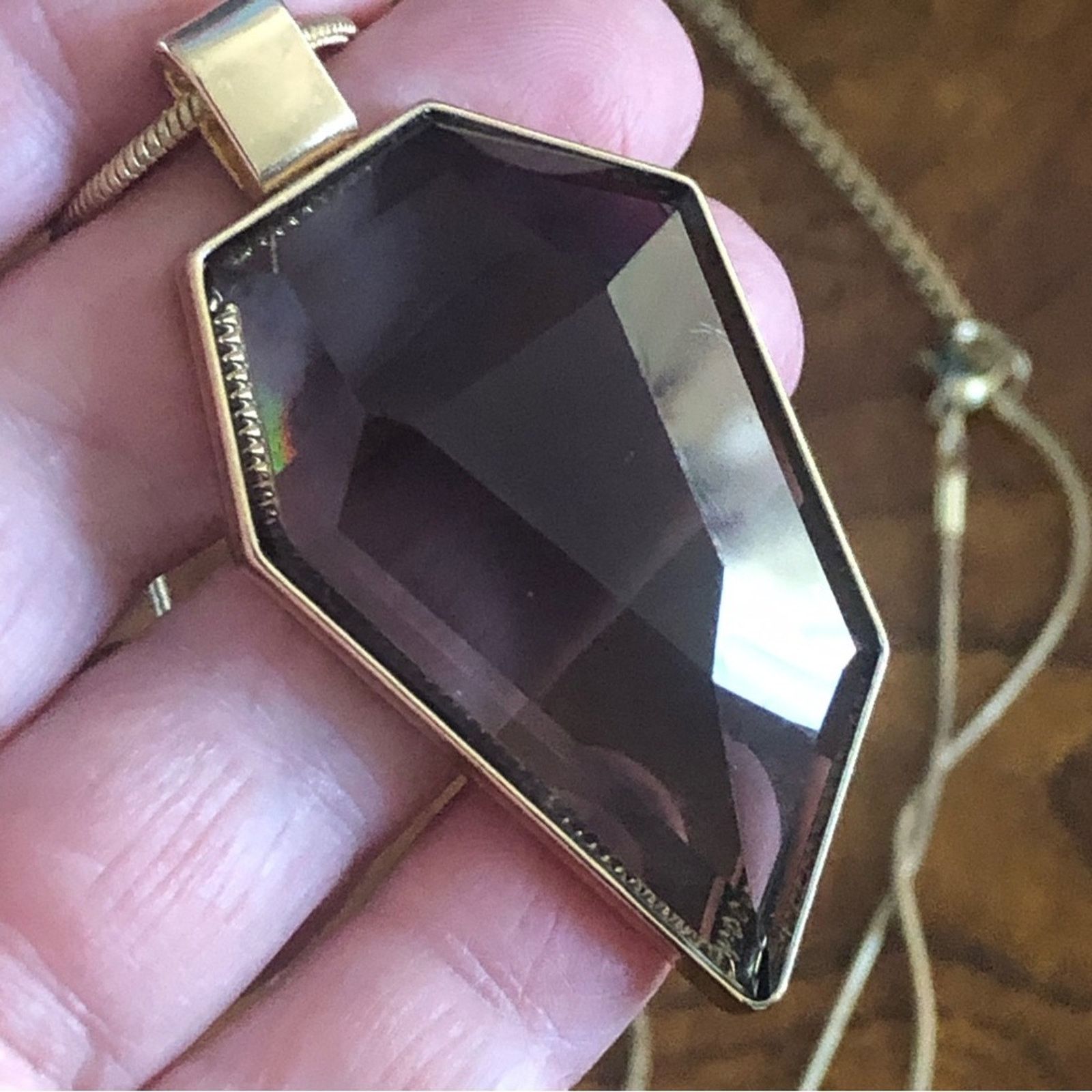 Jewelry Geometric faceted smoky topaz lucite pendant necklace Size ONE SIZE - 6 Thumbnail