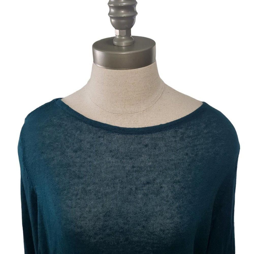 Designer CT794 J.Jill Ladies Dark Teal Crew Neck Sweater M Size M / US 6-8 / IT 42-44 - 2 Thumbnail
