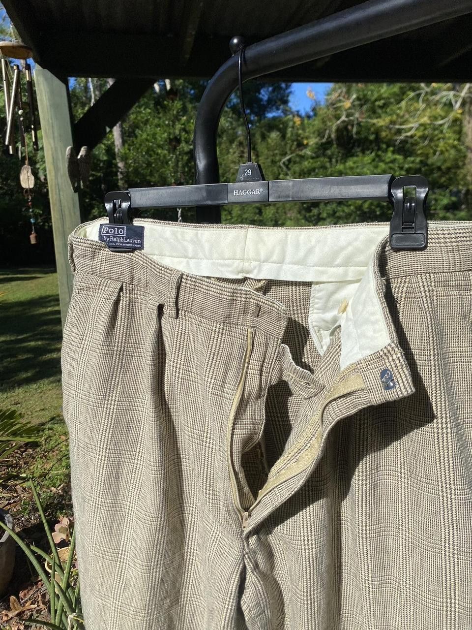 Polo Ralph Lauren Vintage Polo Ralph Lauren Cream Plaid Pleated Pants 30x34 Size US 30 / EU 46 - 4 Thumbnail