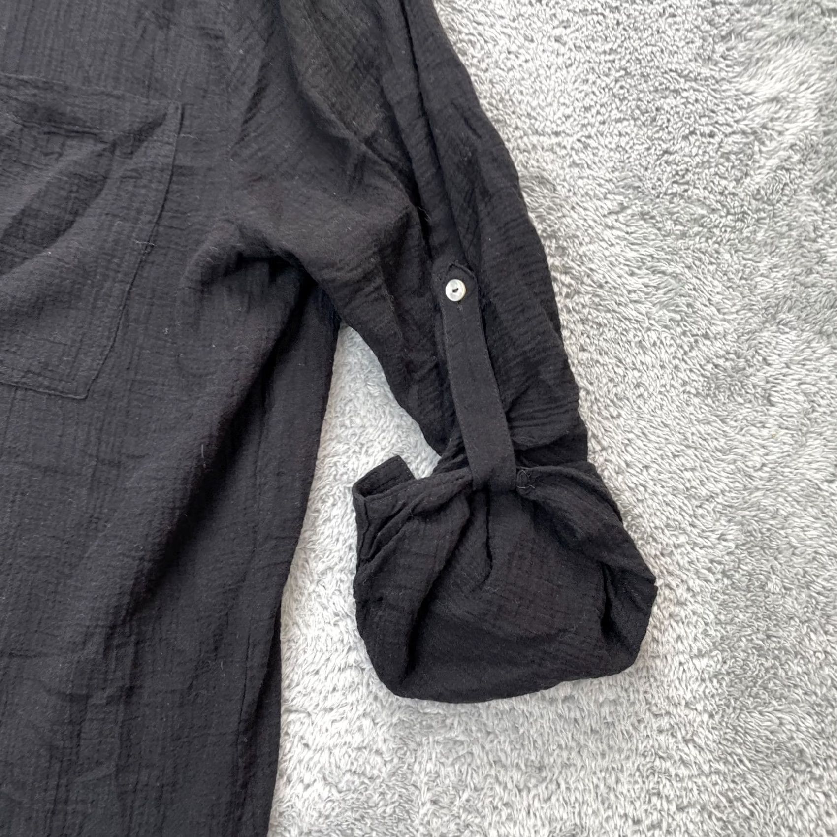 Vintage Seafolly Shirt Dress Womens L Black Cotton Crinkle Midi Twill Seafolly Beach Classic Preppy Collared Pockets Button Roll Tab Sleeve Cadence: N/A Size L / US 10 / IT 46 - 6 Thumbnail