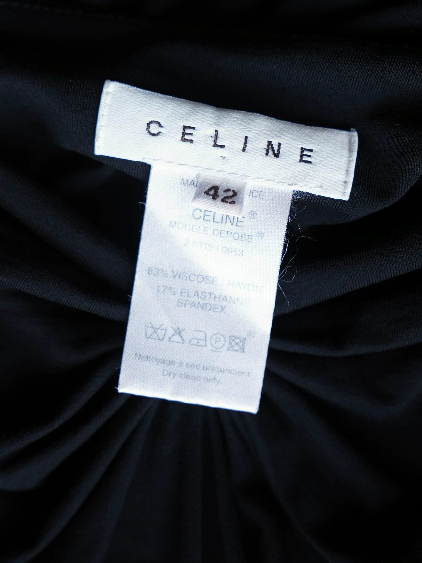 Celine Celine Vintage Black Pleated Stretch LBD Size M / US 6-8 / IT 42-44 - 5 Thumbnail