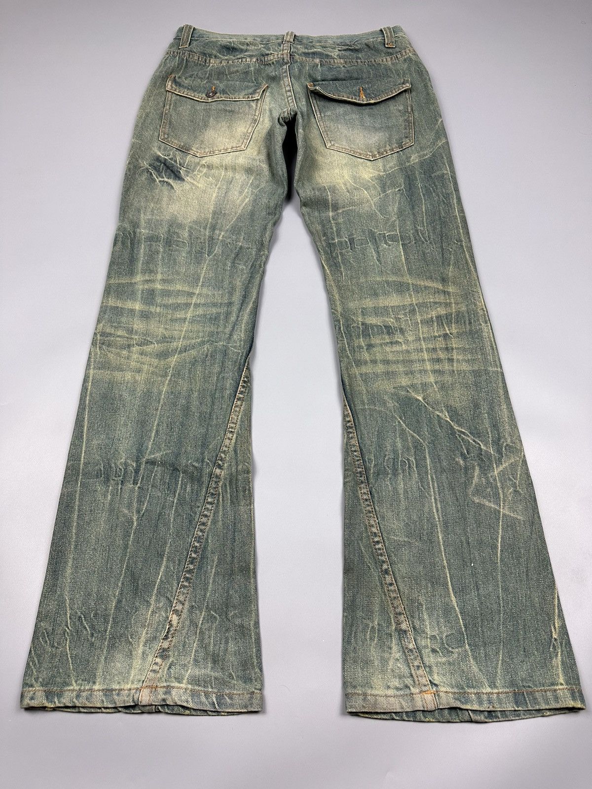 If Six Was Nine × Le Grande Bleu (L.G.B.) Distressed Antful Whiskered Flared Jeans Size US 31 - 4 Thumbnail