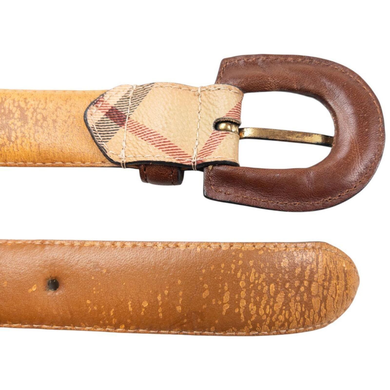 Burberry Vintage Burberry Nova Check Leather Belt Size W28 Size ONE SIZE - 6 Thumbnail