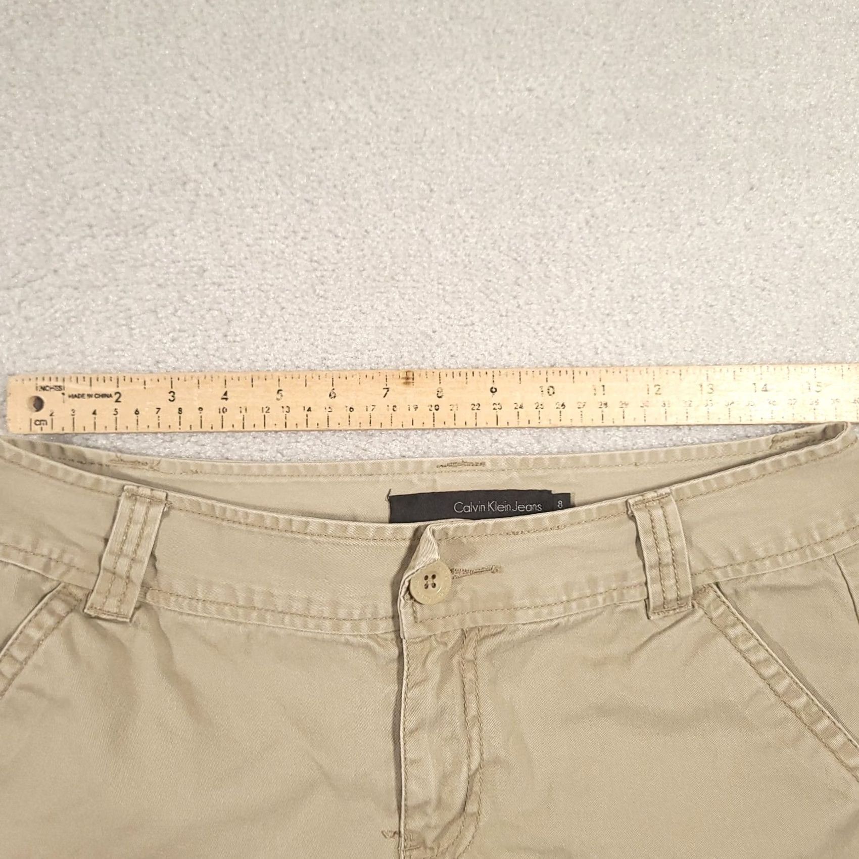 Calvin Klein Calvin Klein Jeans Women's Casual Chino Shorts Flat Front Khaki Size 8 Size 30" / US 8 / IT 44 - 3 Thumbnail