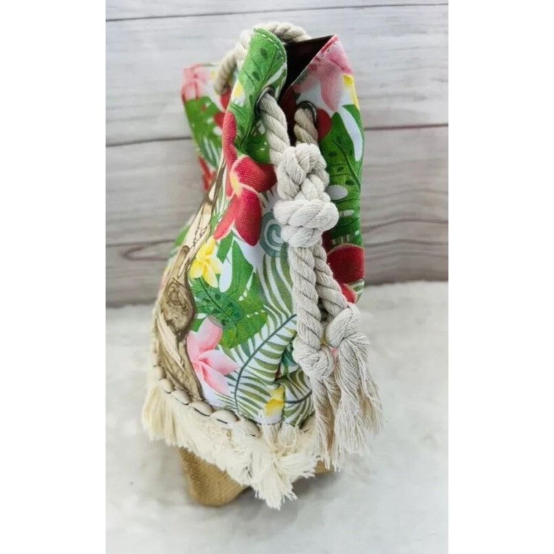 Disney Loungefly Disney Moana Floral Canvas Burlap Purse Tote Bag C Size ONE SIZE - 5 Thumbnail