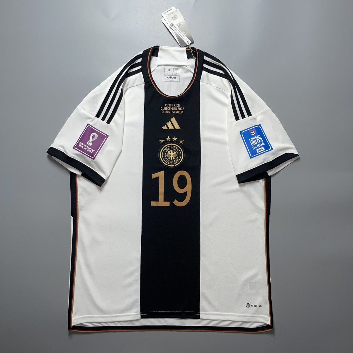 Adidas GERMANY ADIDAS 2022 WORLD CUP SOCCER HOME JERSEY #19 SANE Size US XL / EU 56 / 4 - 2 Thumbnail