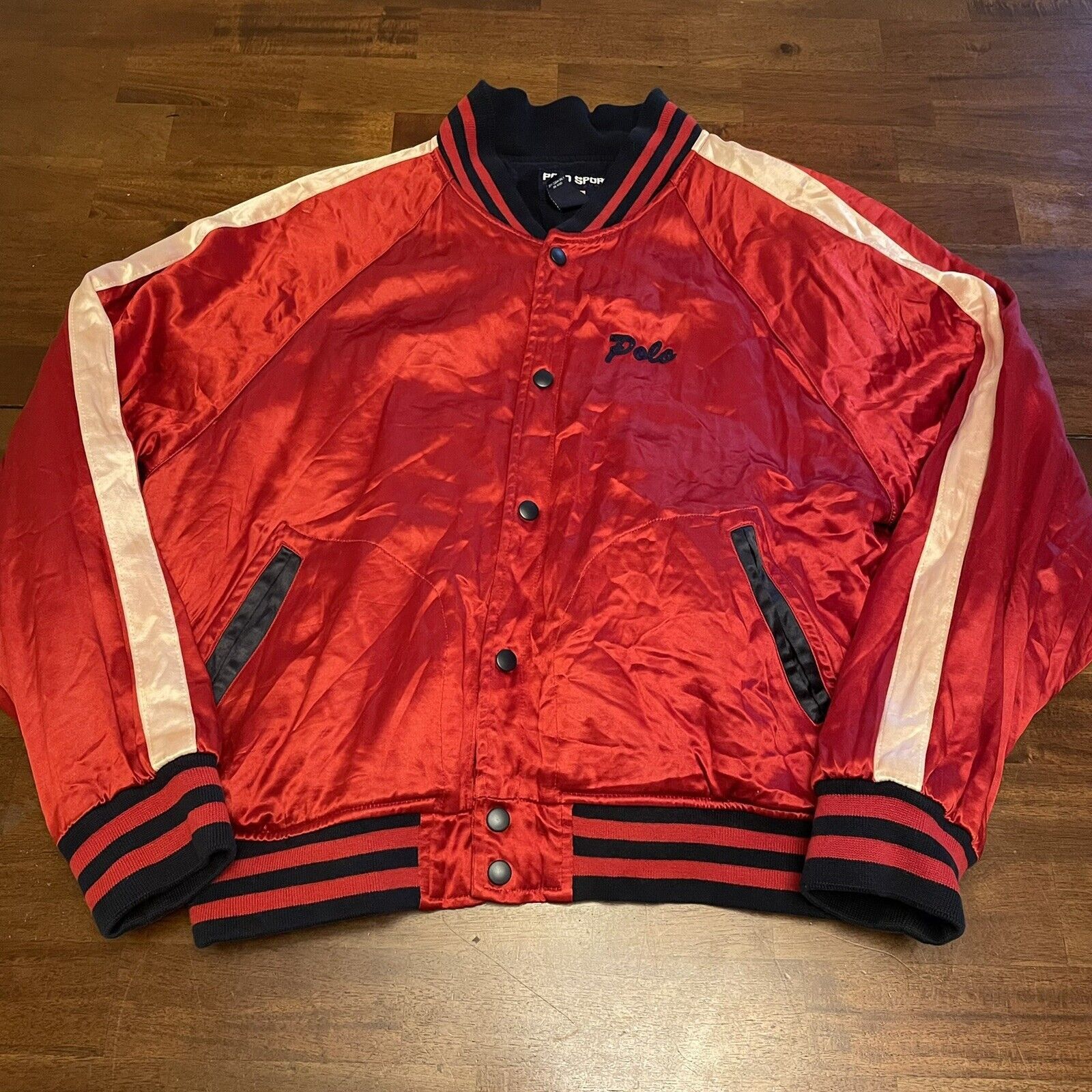 Polo Ralph Lauren Vintage Polo Ralph Lauren Script Satin Varsity Jacket XL Size US XL / EU 56 / 4 - 2 Thumbnail