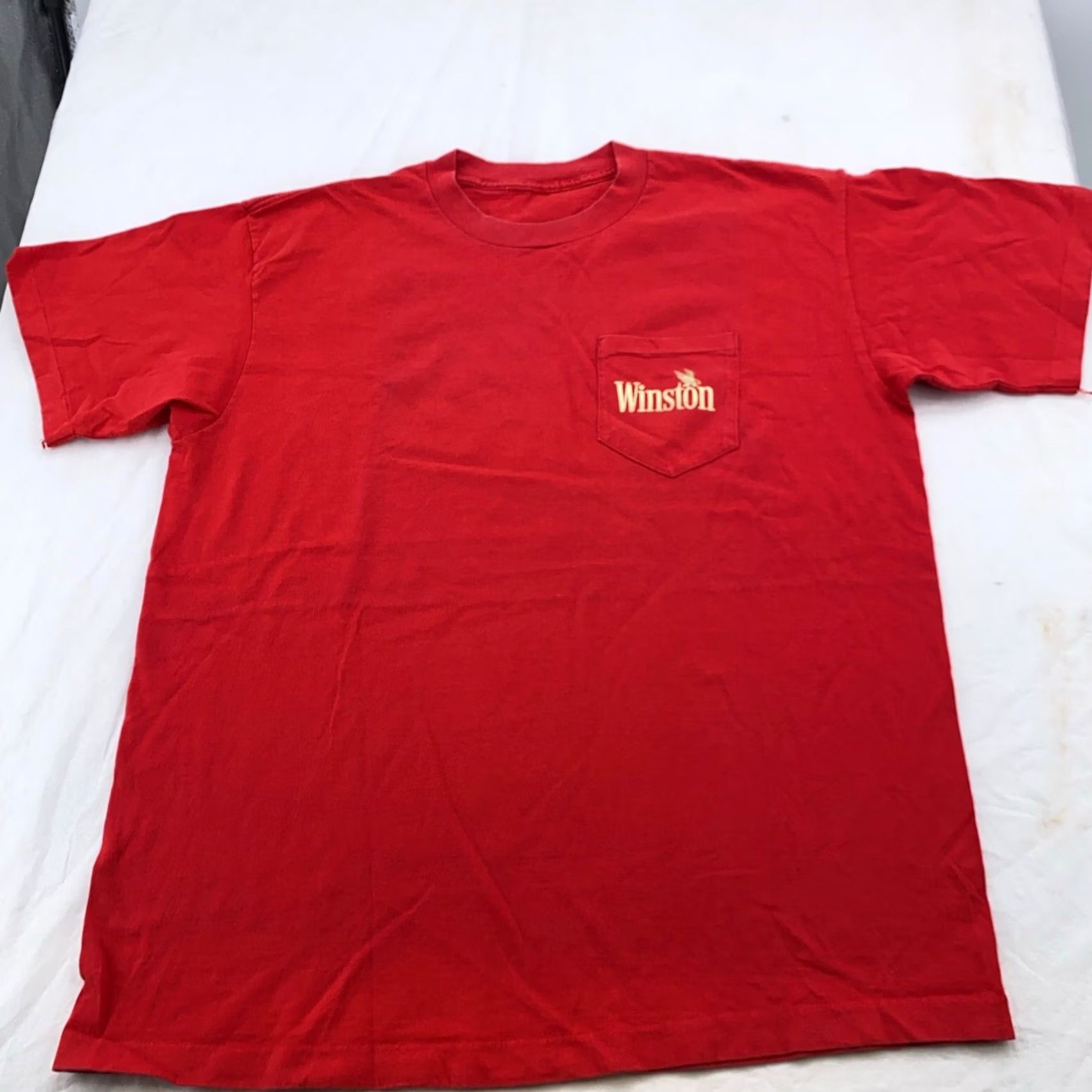Vintage VINTAGE Winston SELECT CIGARETTE T-Shirt Large/XL pocket Men Red 90s 80s Shirt Mens Size US L / EU 52-54 / 3 - 3 Thumbnail