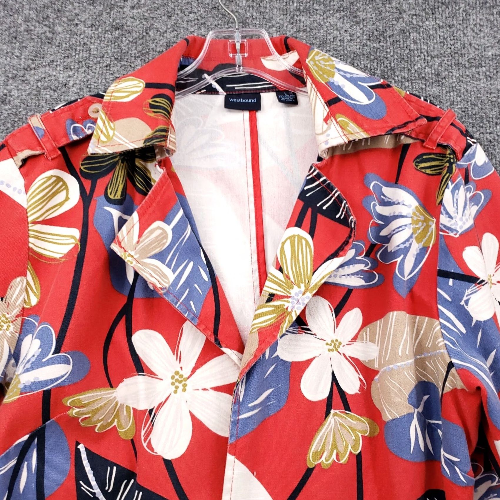 Vintage Westbound Jacket Womens L Large Red Basic Floral 3/4 Sleeves Cotton Blend Size L / US 10 / IT 46 - 5 Thumbnail