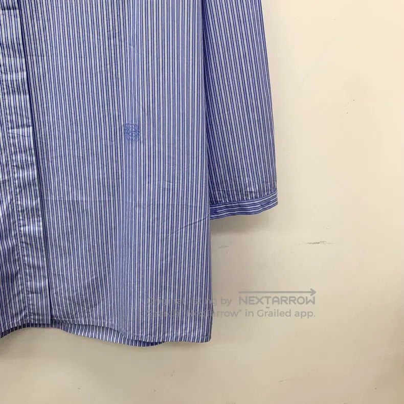 Loewe Loewe Blue Striped Logo Embroidered Cotton Lapel Long Slee Size XS / US 0-2 / IT 36-38 - 4 Thumbnail