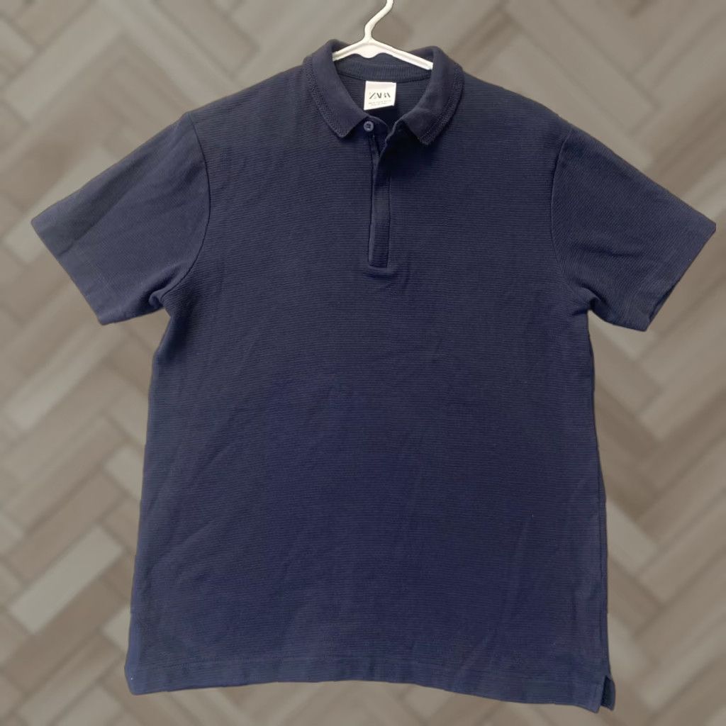 Zara Zara Men's Polo Shirt Golf Stretch Blue Polyester Short Sleeve / 109-10 M Regular Athletic City Casual Basic Polo Tee Shirt (if included) Size US M / EU 48-50 / 2 - 1 Thumbnail