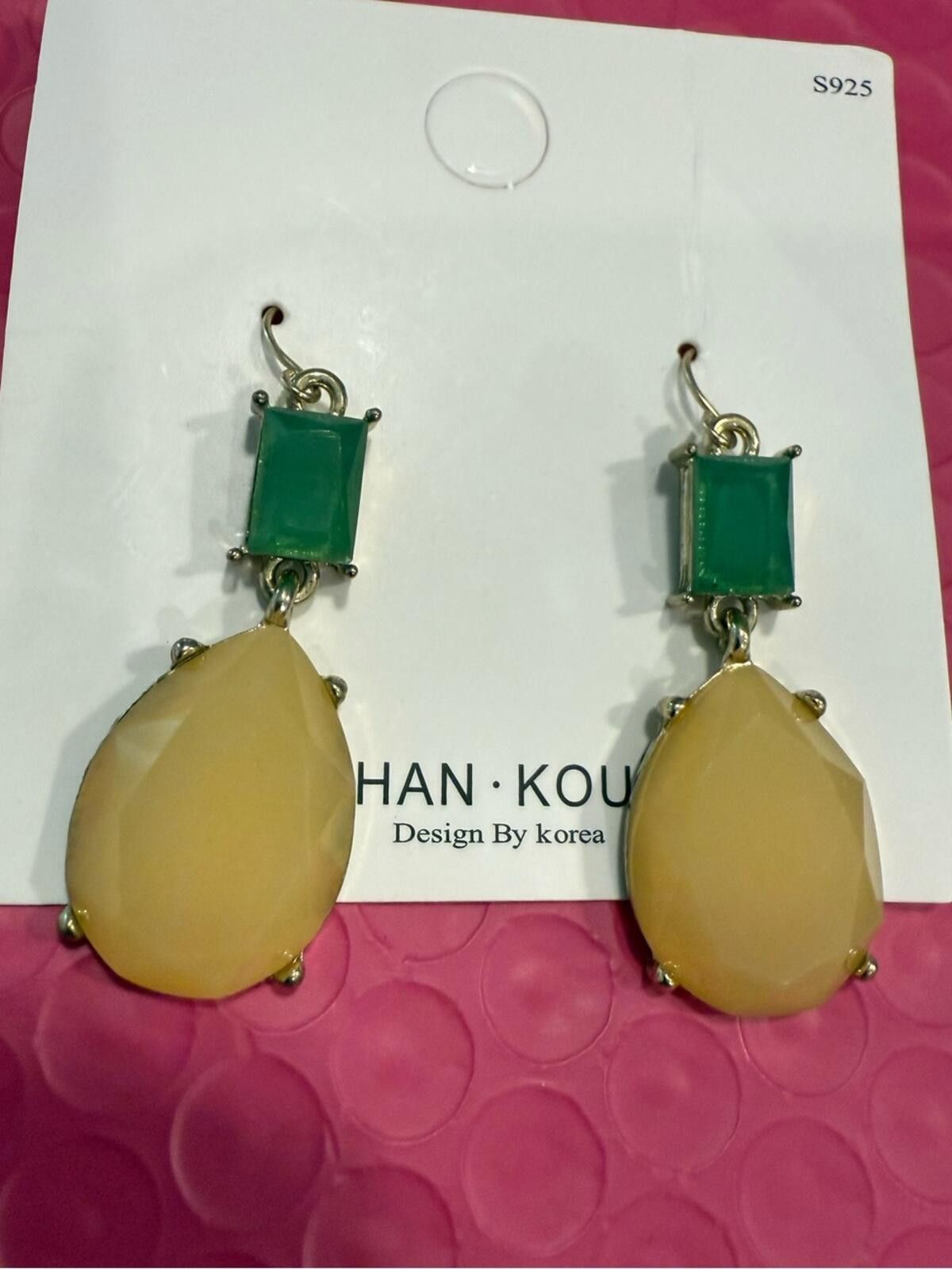 Other Han Kou dangle earrings emerald rectangle yellow tear drop Size ONE SIZE - 1 Thumbnail