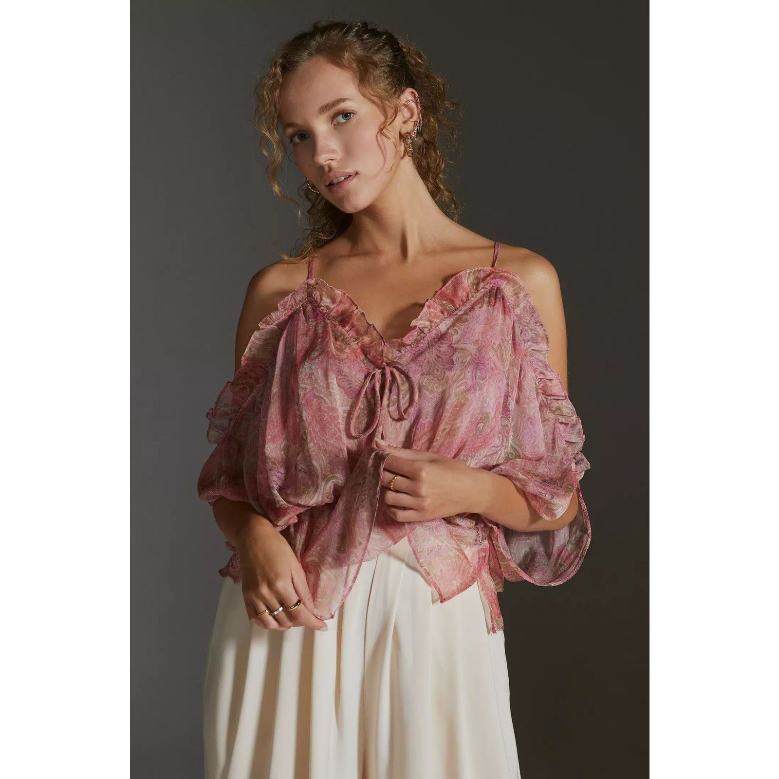 Anthropologie New Anthropologie MISA Farideh Top $285 X-SMALL Pink Paisley Size XS / US 0-2 / IT 36-38 - 1 Thumbnail