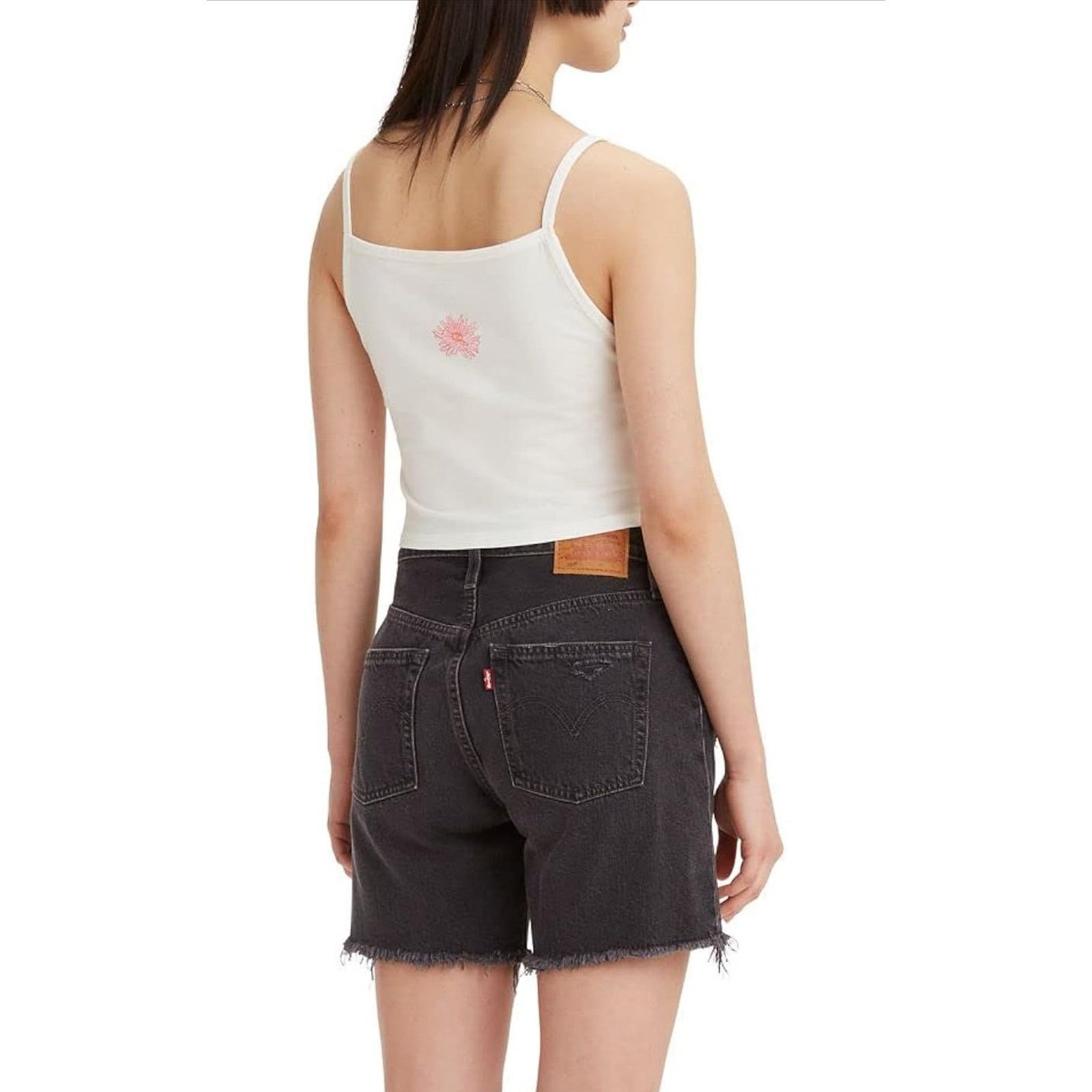 Levi's Graphic Tank Top Crop Half Shirt White Stretch thin straps M Size M / US 6-8 / IT 42-44 - 2 Thumbnail