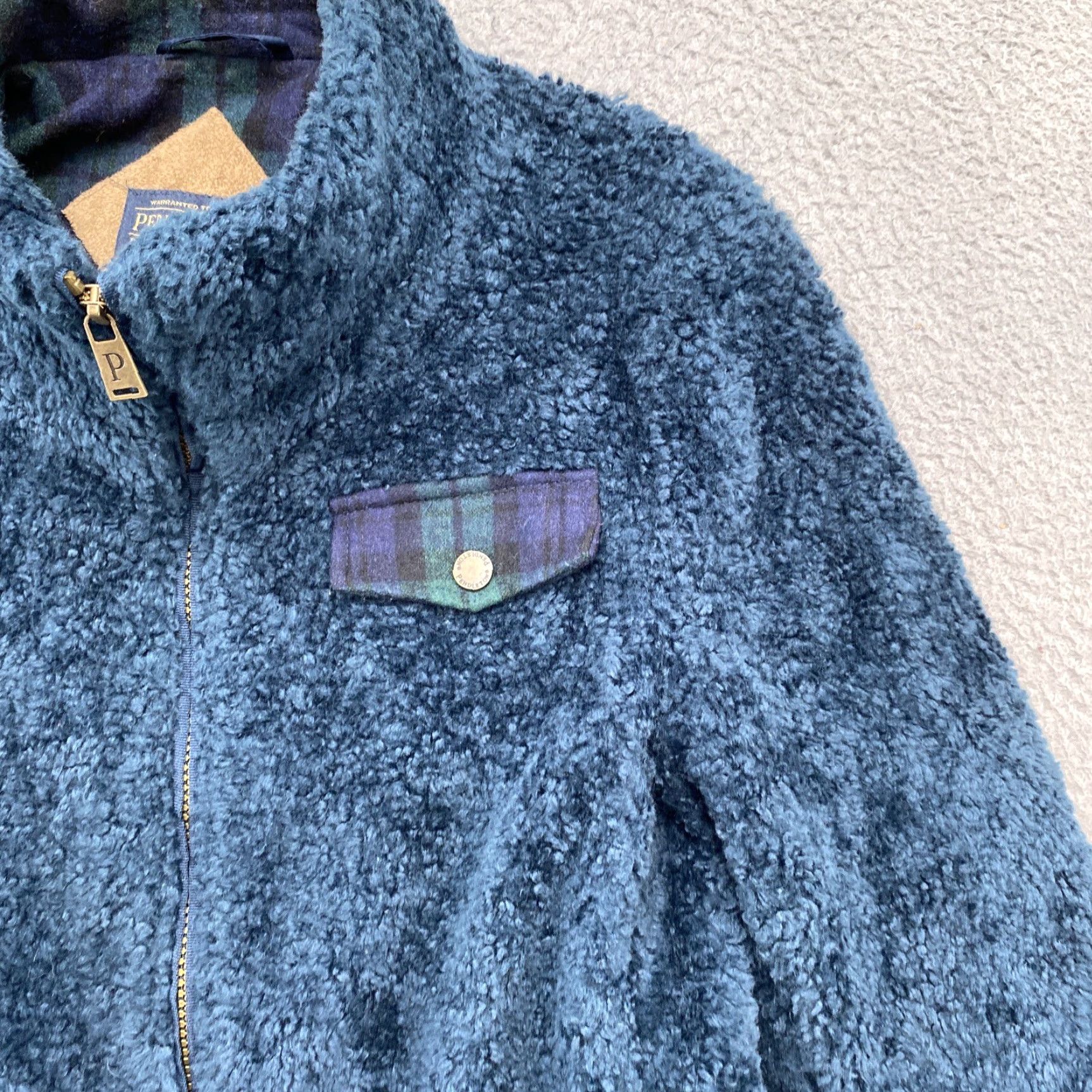 Pendleton Pendleton Sherpa Full Zip Fleece Deep Pile Jacket Plaid Blue Small Womens Size S / US 4 / IT 40 - 2 Thumbnail