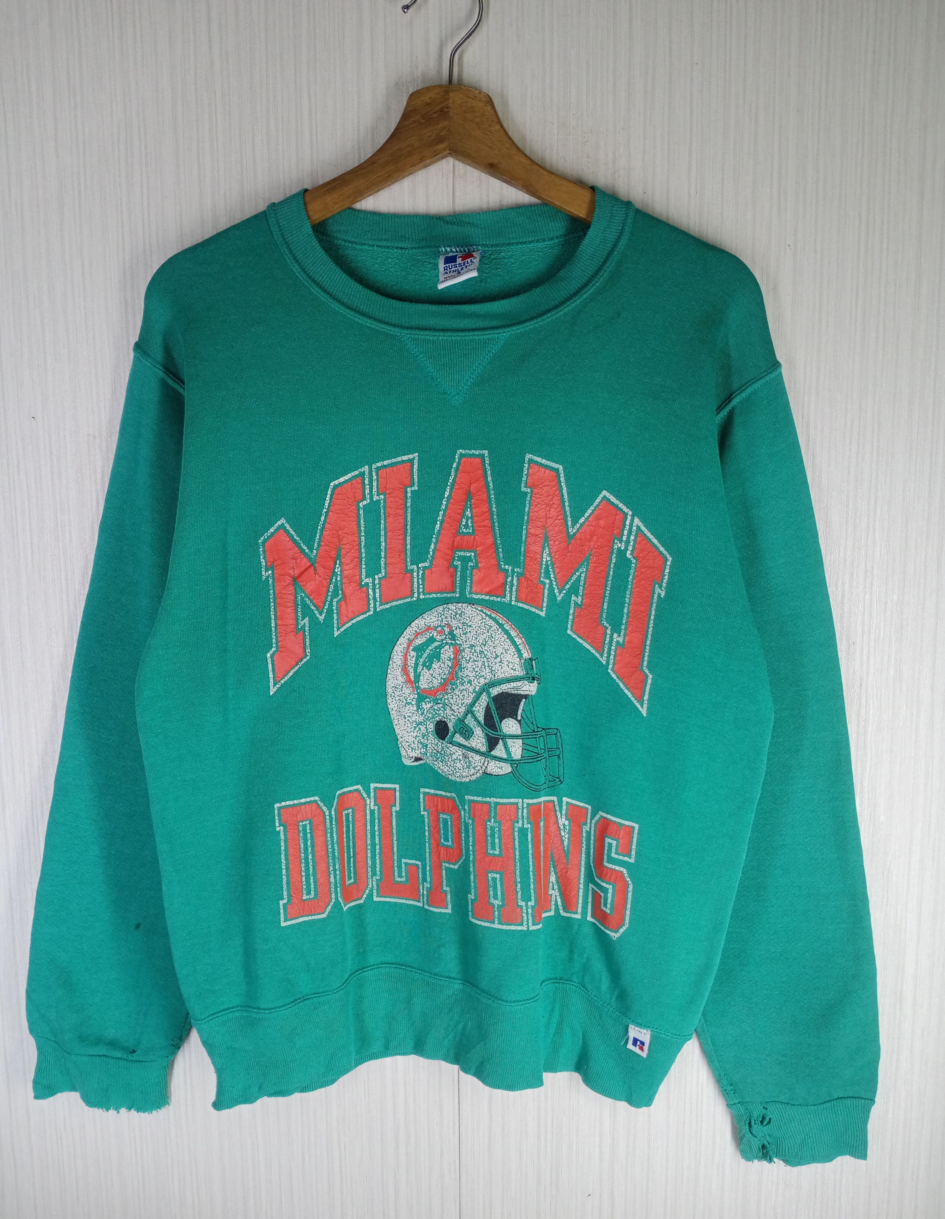 NFL Vintage 80s Distressed Miami Dolphins NFL Sweatshirt Size US S / EU 44-46 / 1 - 1 Thumbnail