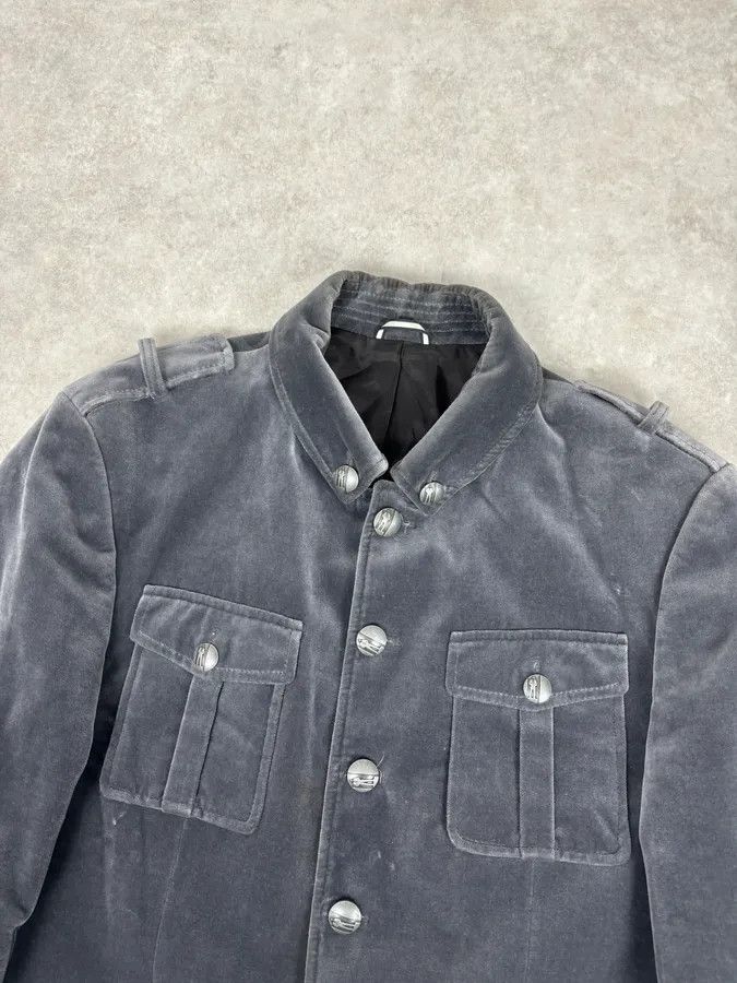 Karl Lagerfeld Lagerfeld Grey Cotton Officer Buttoned Blazer Jacket Size 42R - 4 Thumbnail