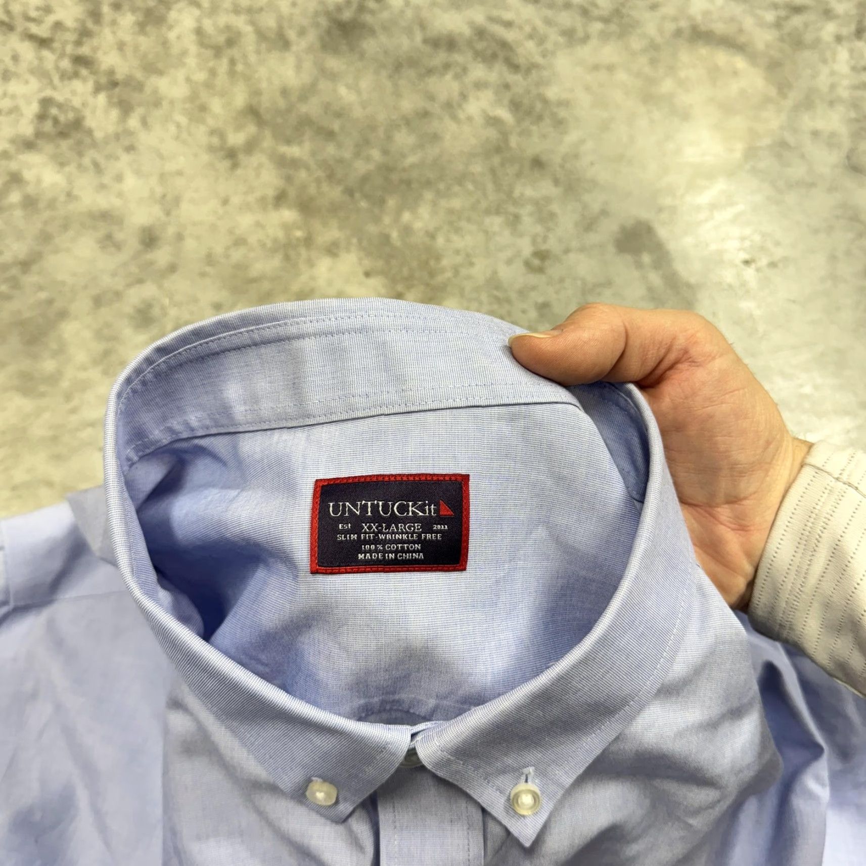 UNTUCKit UNTUCKit Men 2XL Blue Solid Long Sleeve Button-Down Wrinkle Free Slim Shirt Size US XXL / EU 58 / 5 - 2 Thumbnail