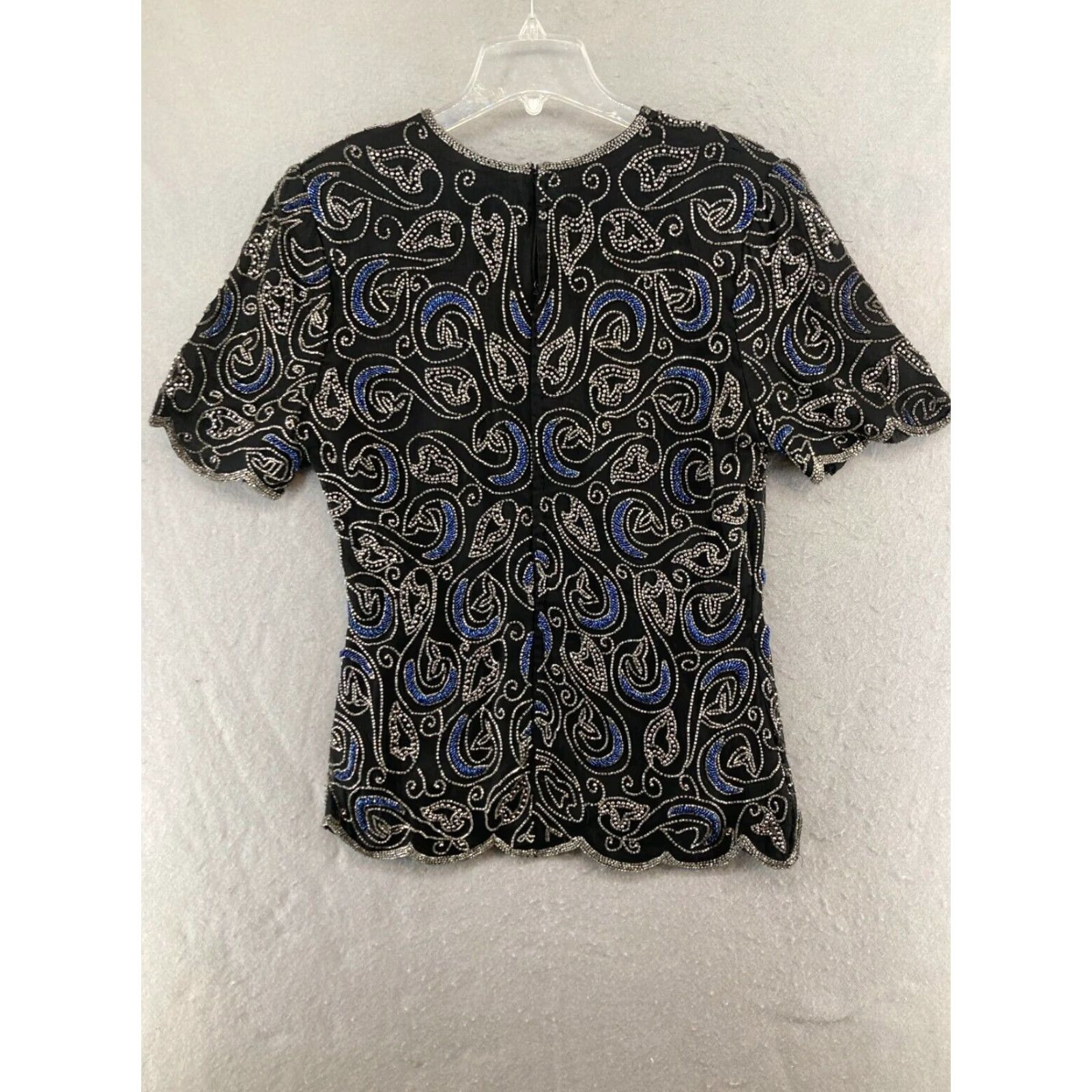 Vintage VINTAGE Scala Silk Blouse Large Beaded 80s 90s Eveningwear Cocktail Women's India Embellished Size L / US 10 / IT 46 - 7 Thumbnail