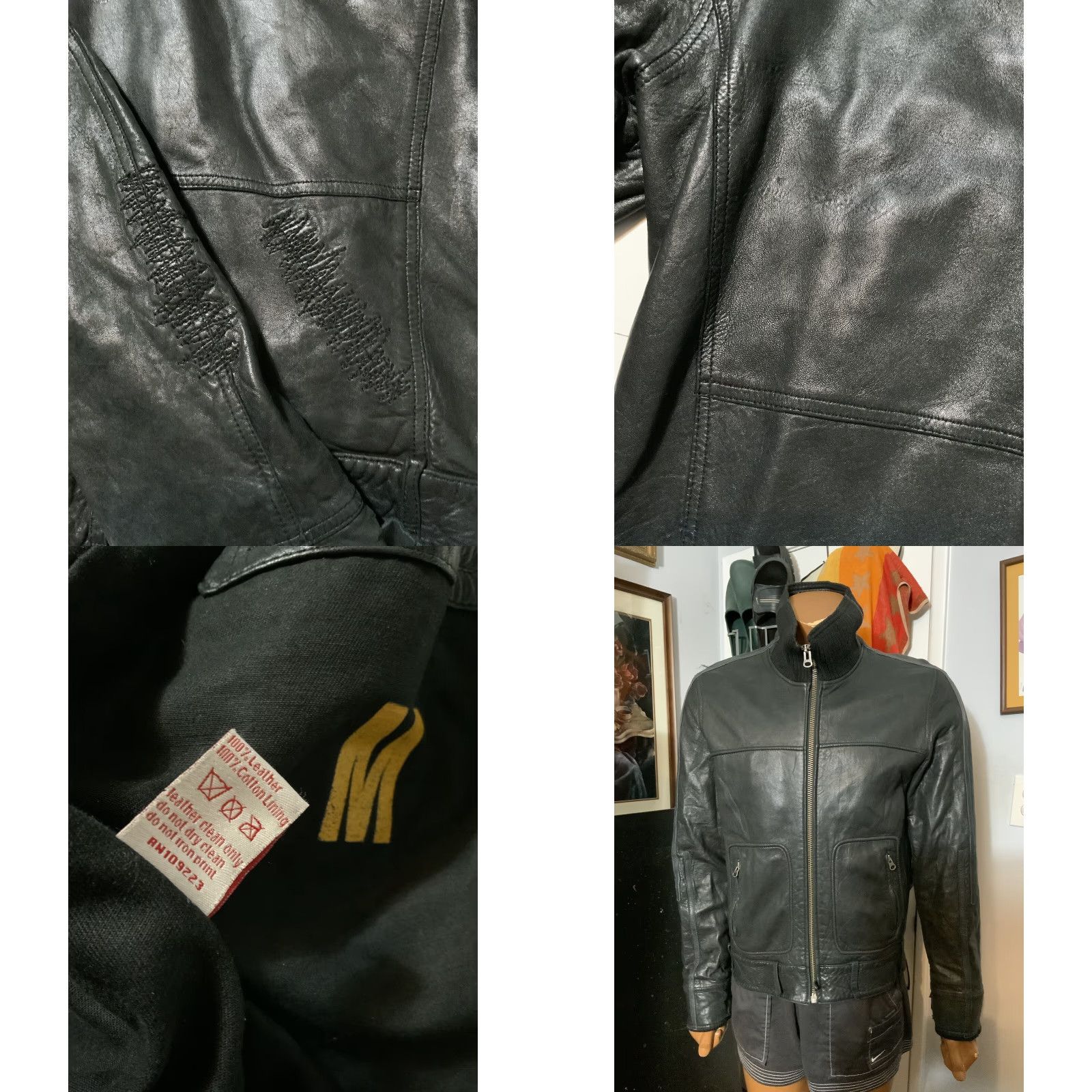 Vintage VINTAGE Andrew Buckler Faithful Unto Death Fidelis Usque Ad Mortem Leather Biker Jacket Mens M Black Leather Motorcycle Jacket Size US M / EU 48-50 / 2 - 9 Thumbnail