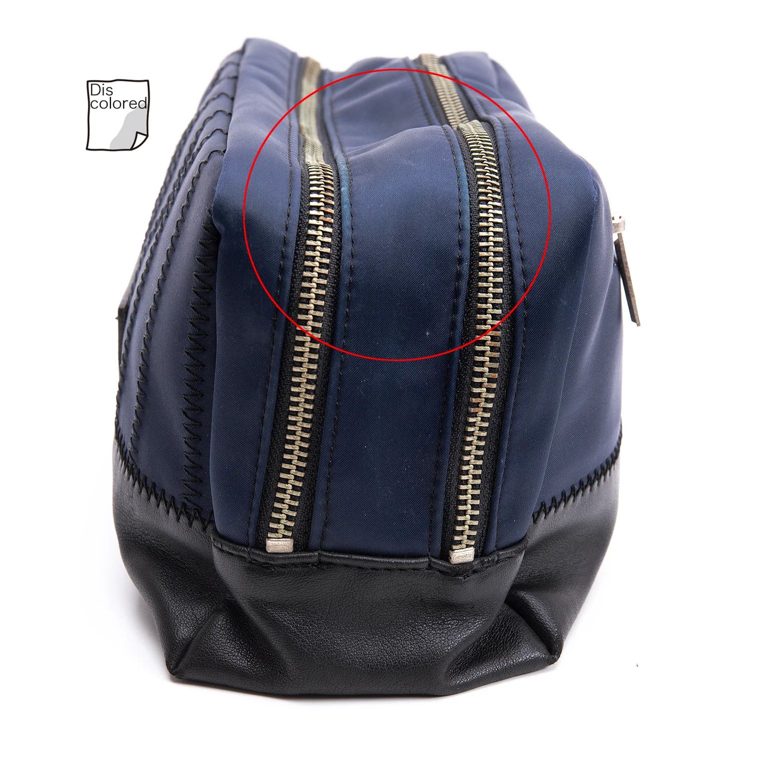Jean Paul Gaultier Zigzag Stitch Double Compartment Clutch Bag in Navy Black Size ONE SIZE - 4 Thumbnail