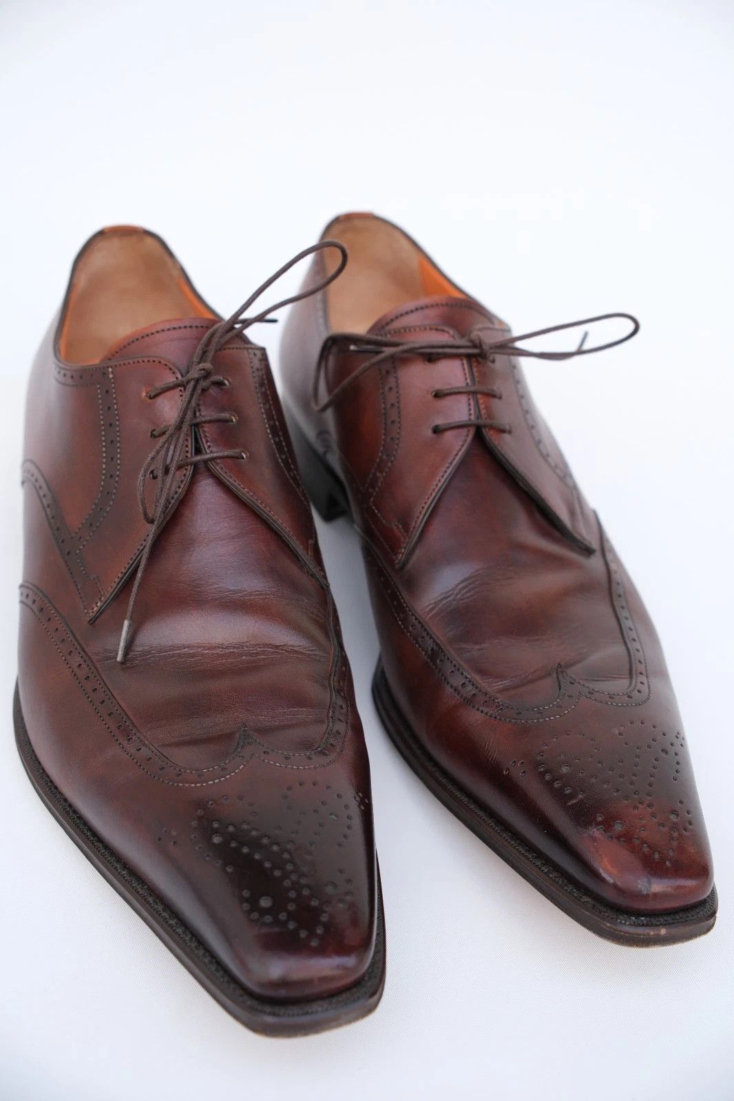 Santoni Santoni Brown Leather Derby Shoes UK 11 US 12 EU 45 Size US 12 / EU 45 - 2 Thumbnail