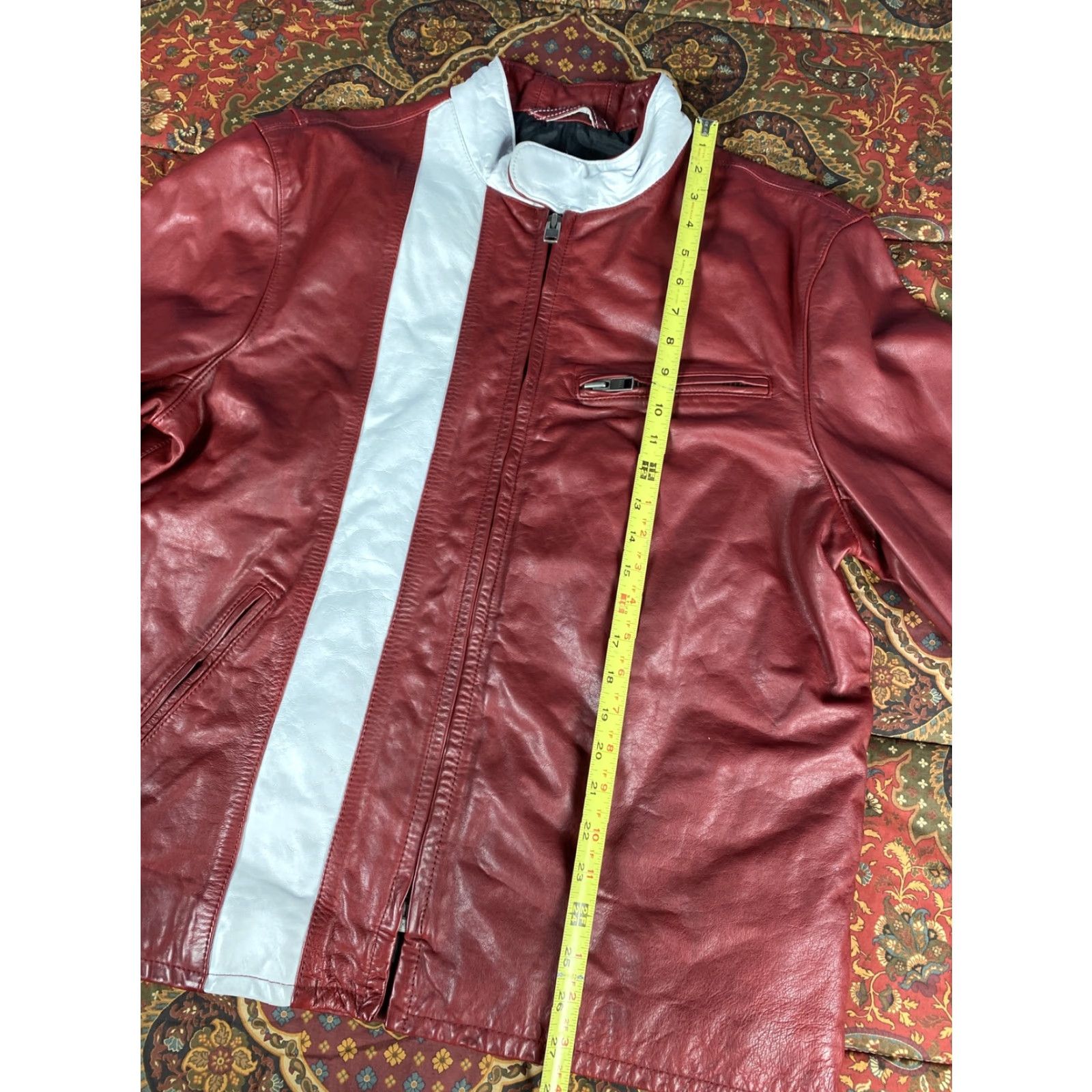 Gap VINTAGE GAP PRODUCT RED LEATHER CAFE RACER Motorcycle Jacket Mens Sz L Red Biker Riding Size US L / EU 52-54 / 3 - 4 Thumbnail